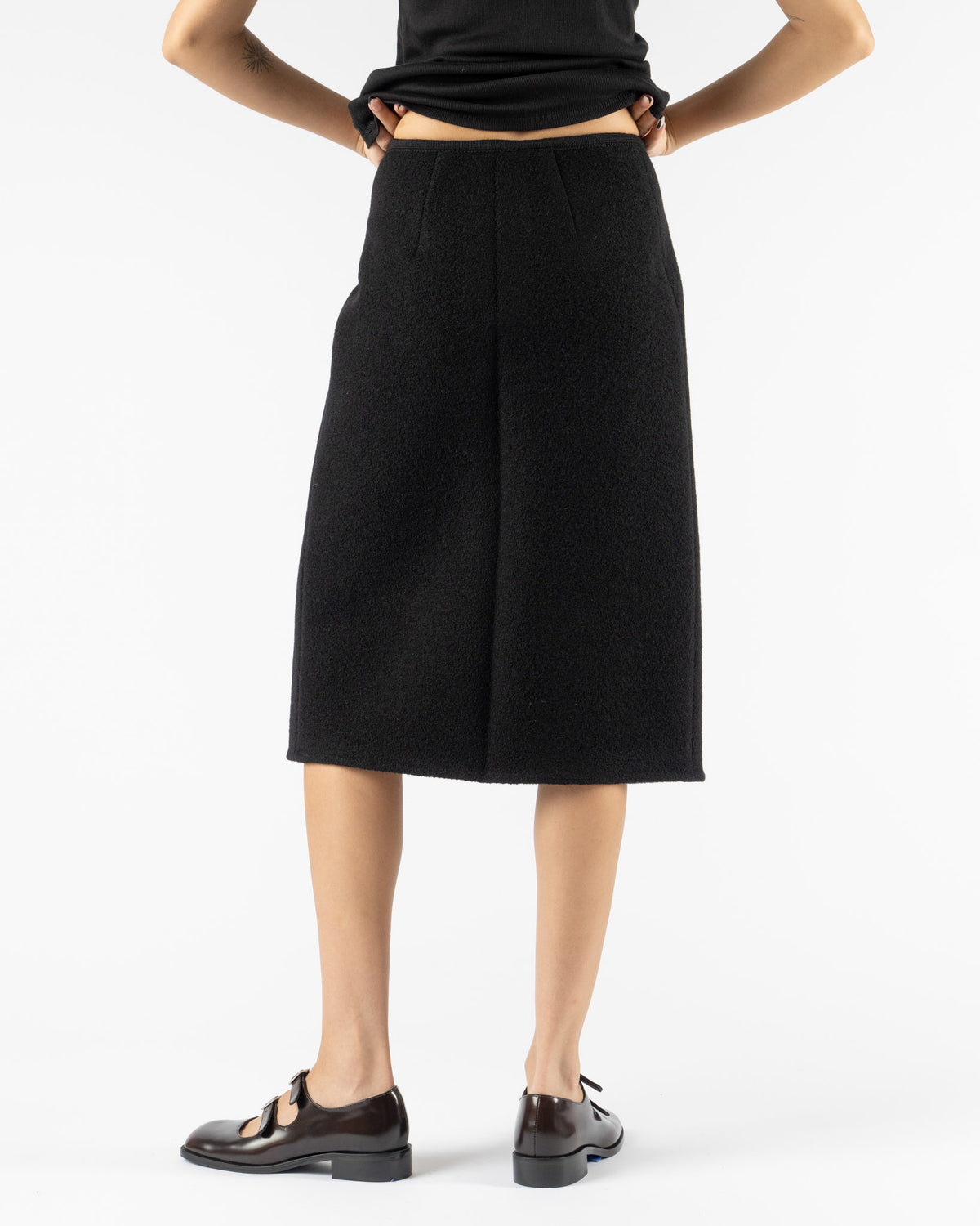 RIER Walker Wrap Skirt in Black Felted