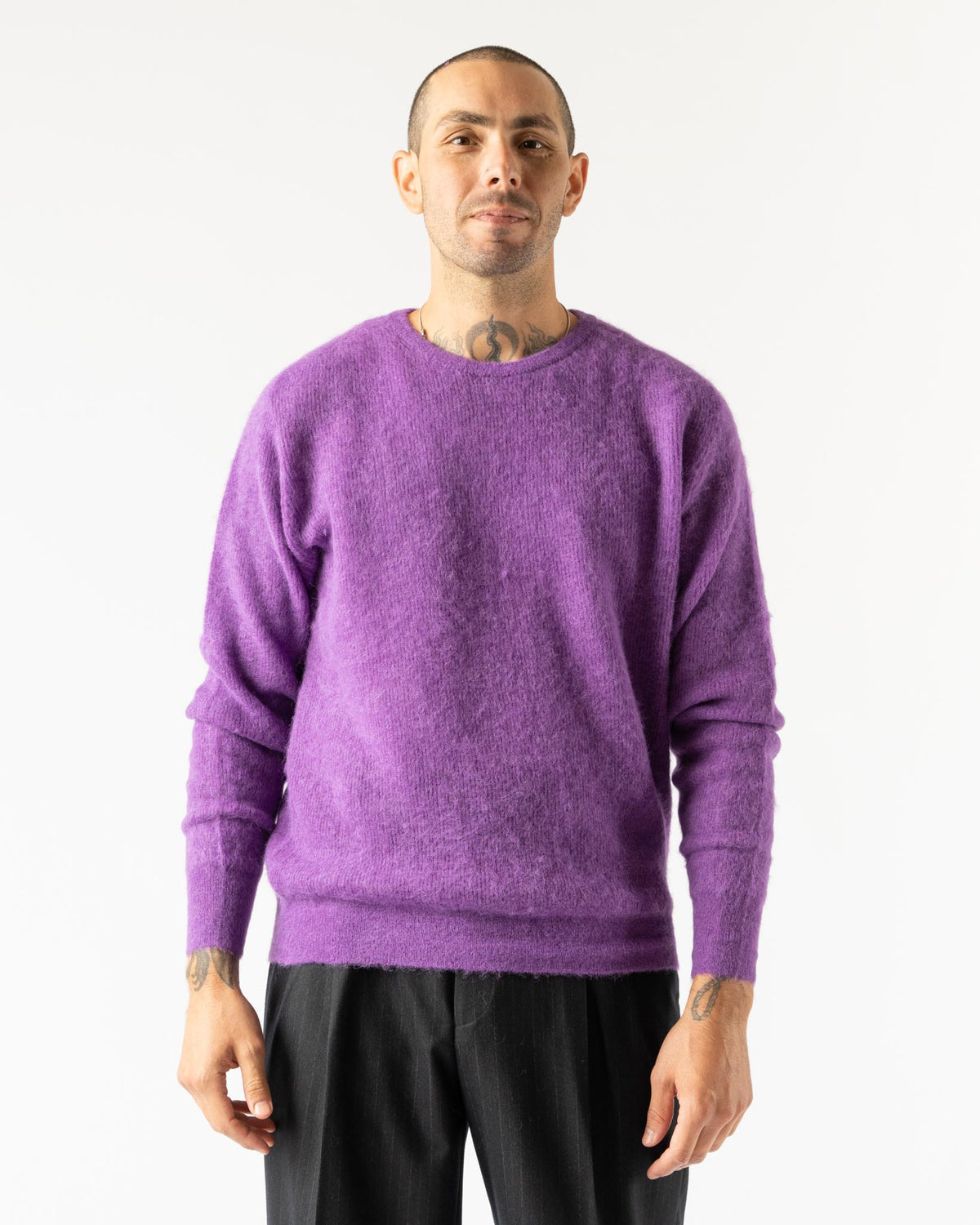 Auralee Baby Suri Alpaca Sheer Pullover in Purple Curated at Jake 