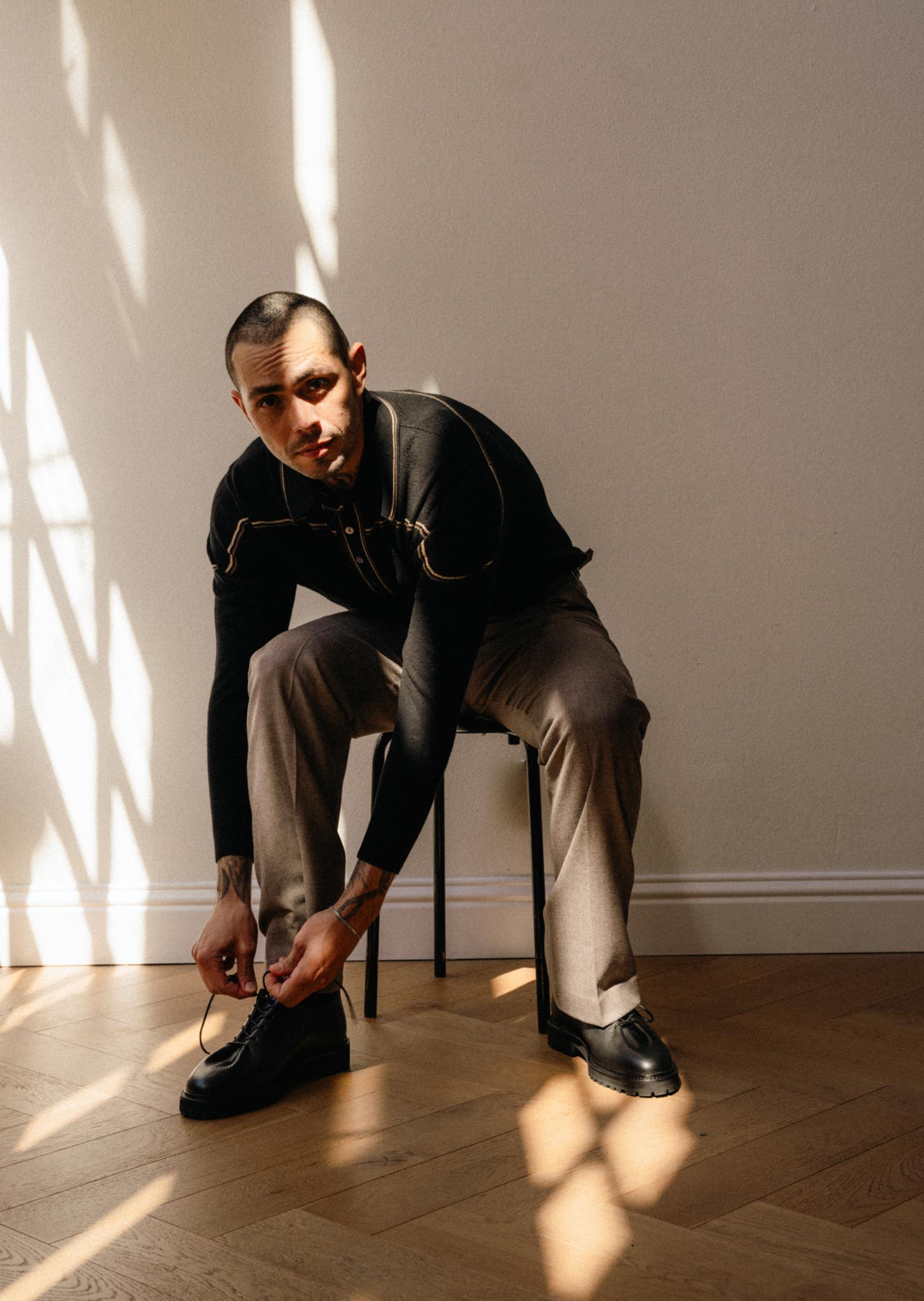 Carter Young x Jake & Jones 120s Wool Tailored Trouser in Chicory Marl