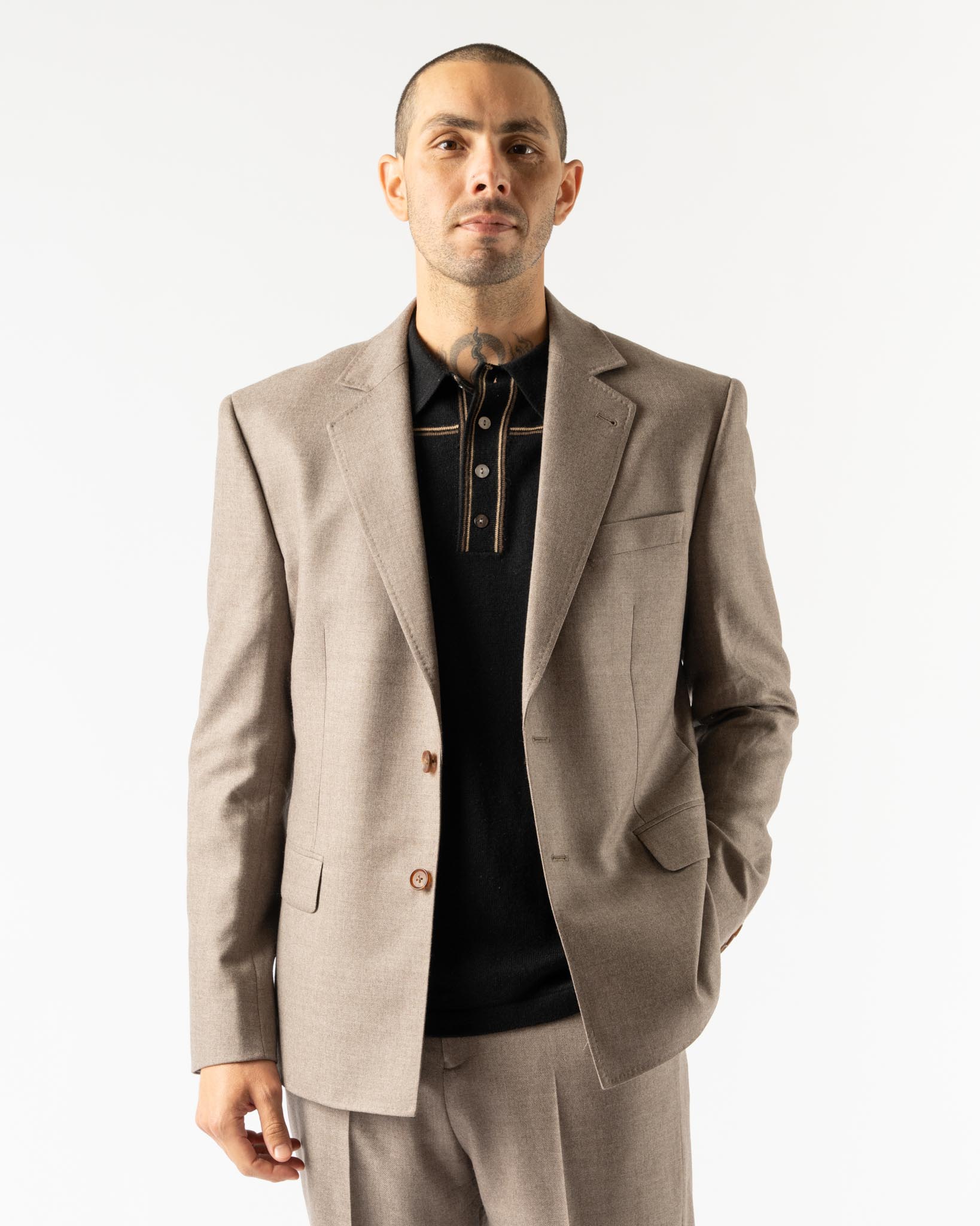 Carter Young x Jake & Jones 120s Wool Tailored Jacket in Chicory Marl
