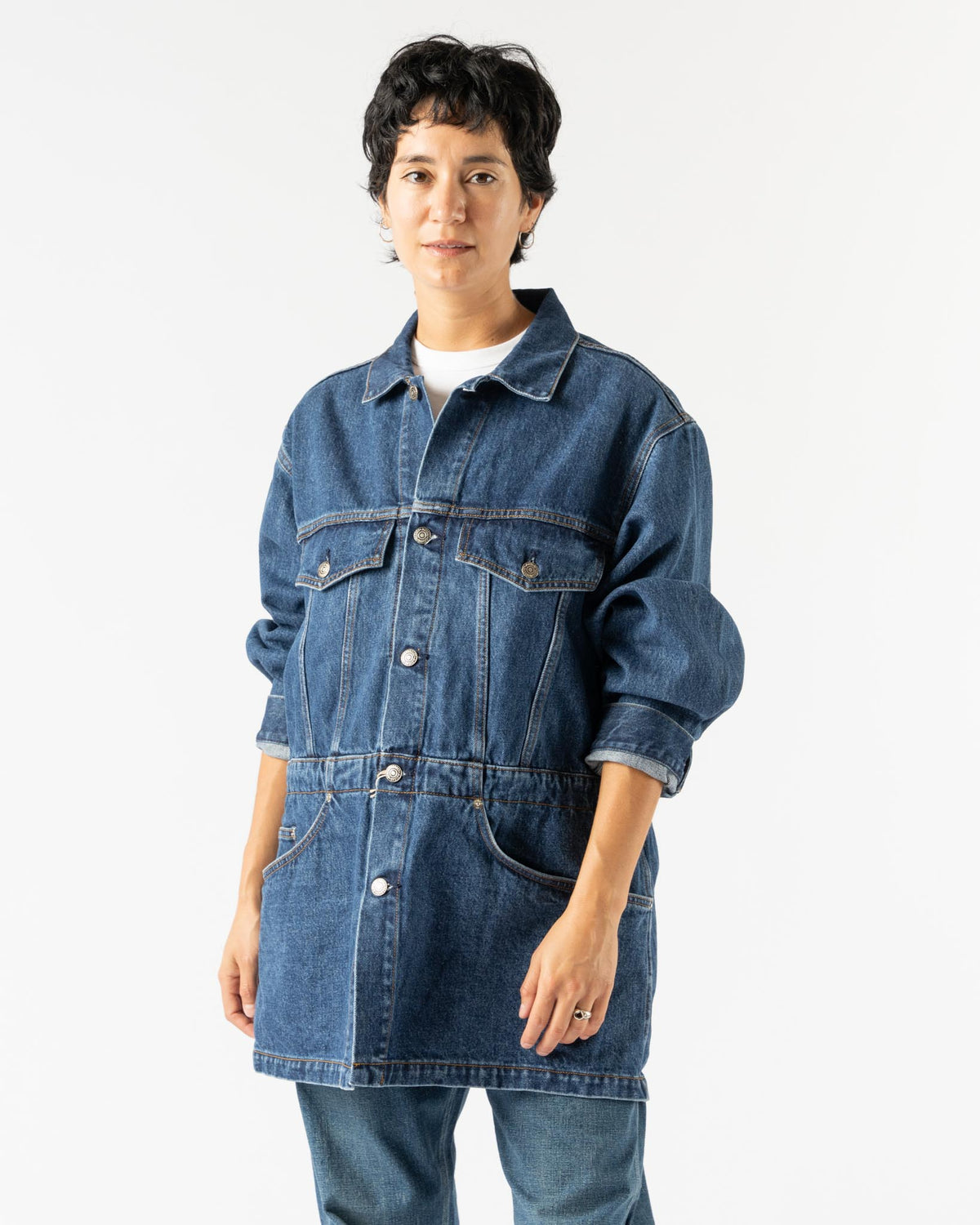 orSlow Denim Half Coat in 6 Month Wash Curated at Jake and Jones