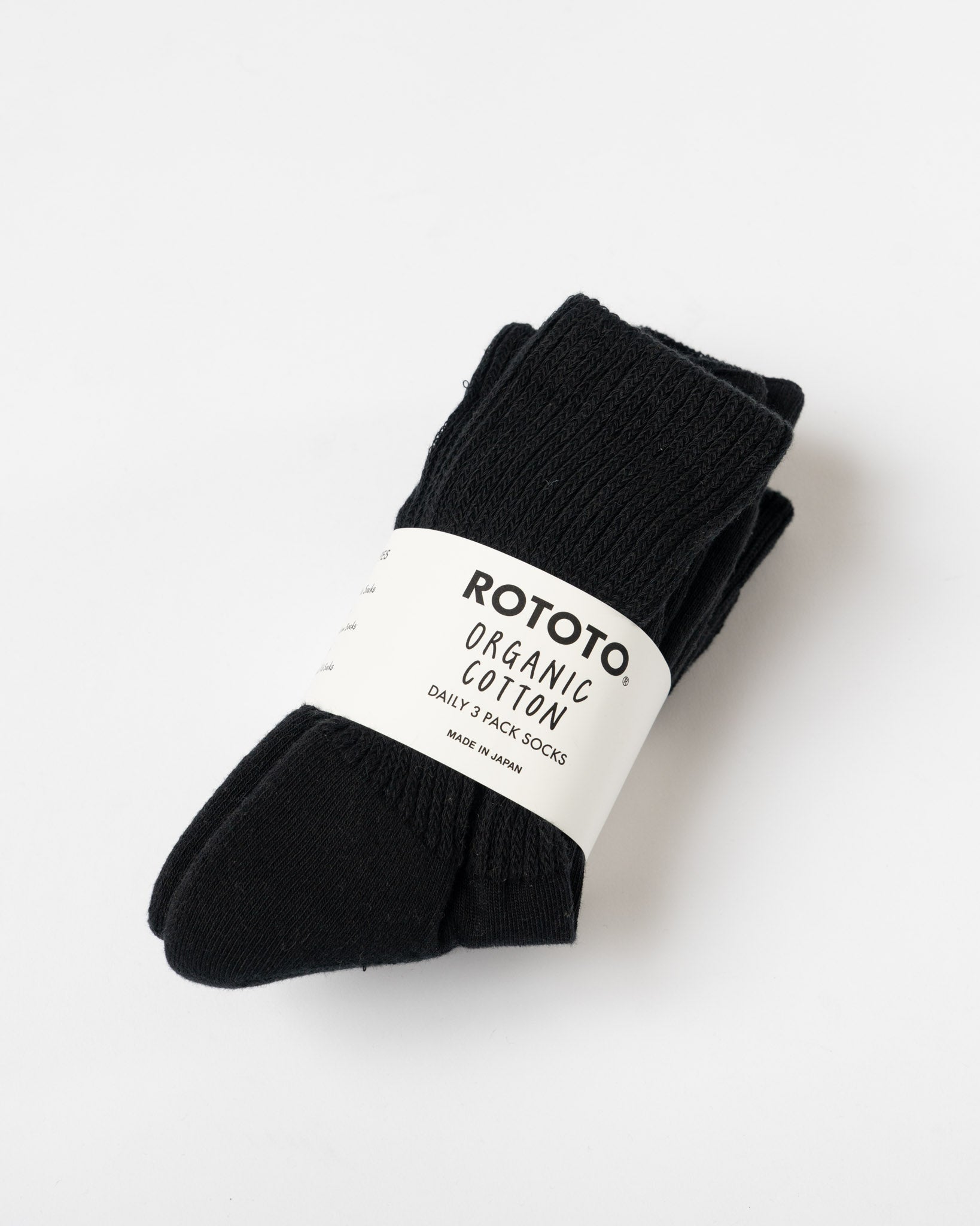 RoToTo 1427 Ribbed Crew Socks 3-Pack in Black