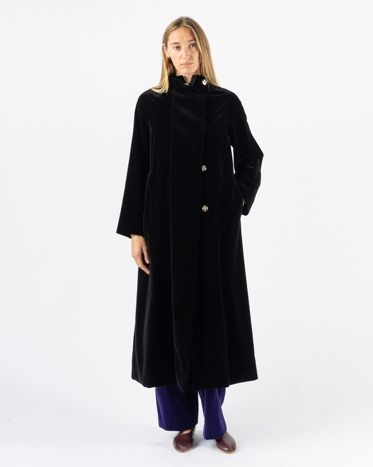 Colleen Allen High Collar Raglan Coat in Black