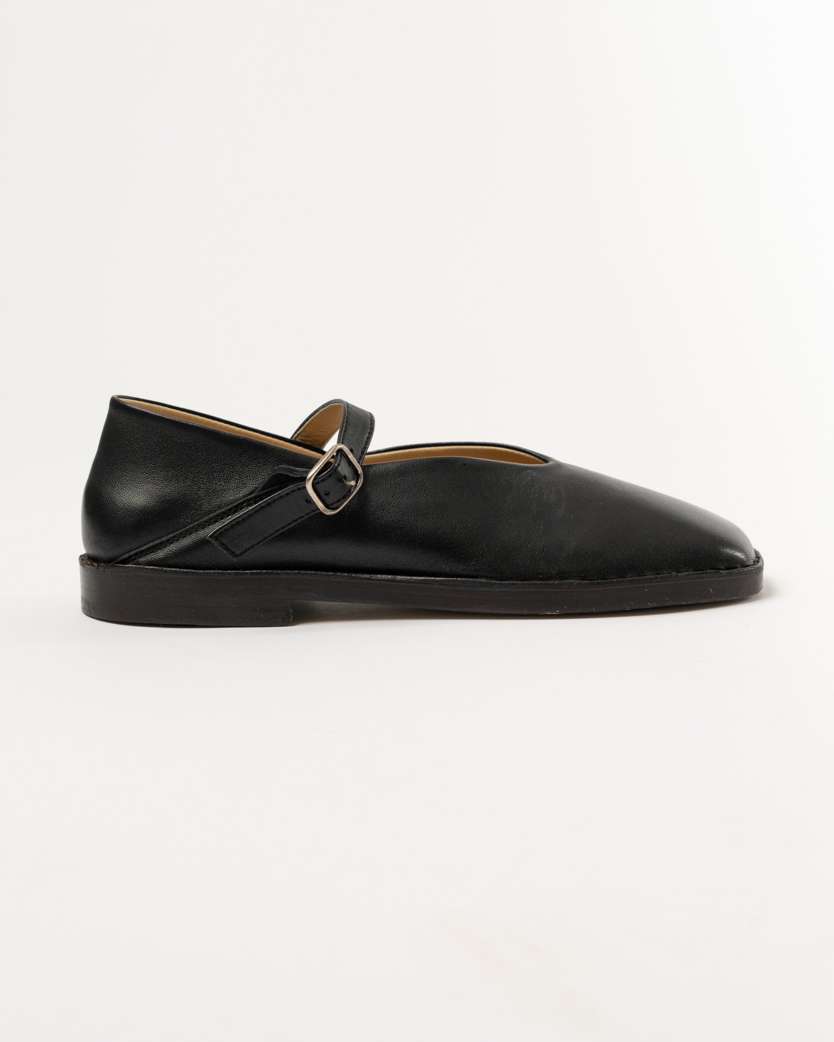 Lemaire Black Ballerina Shoes in Shiny Nappa Leather