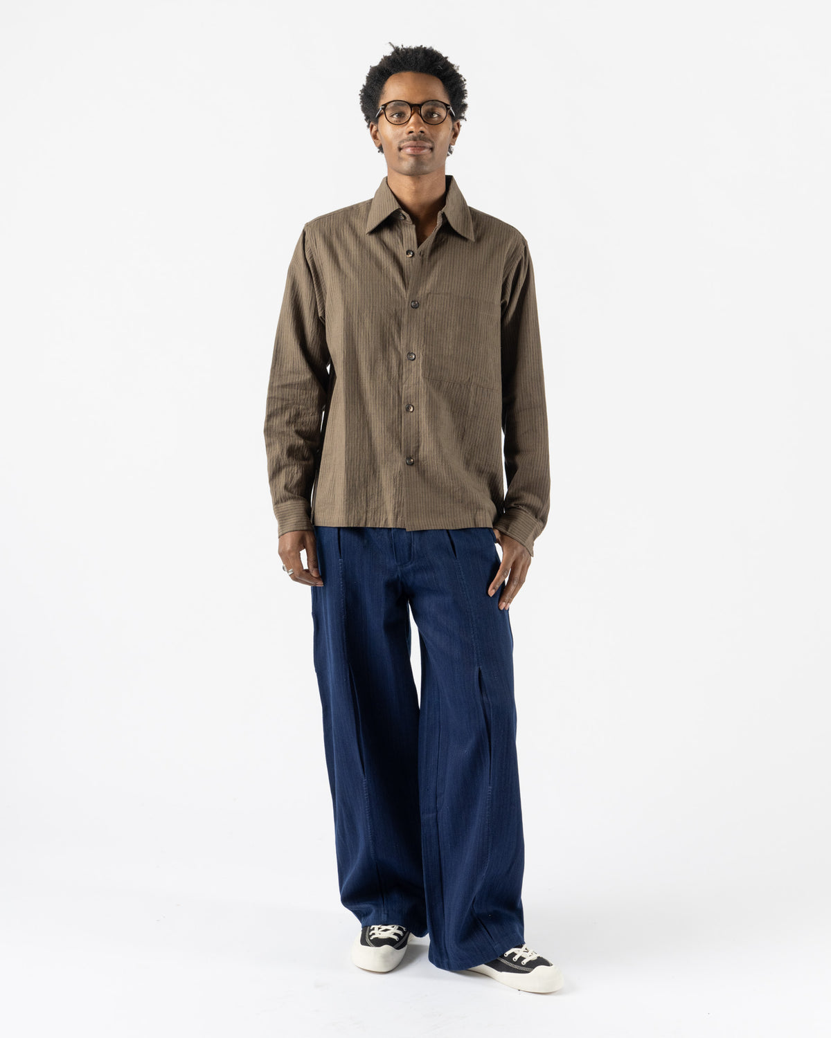 Kartik Research Brown Pinstripe Shirt