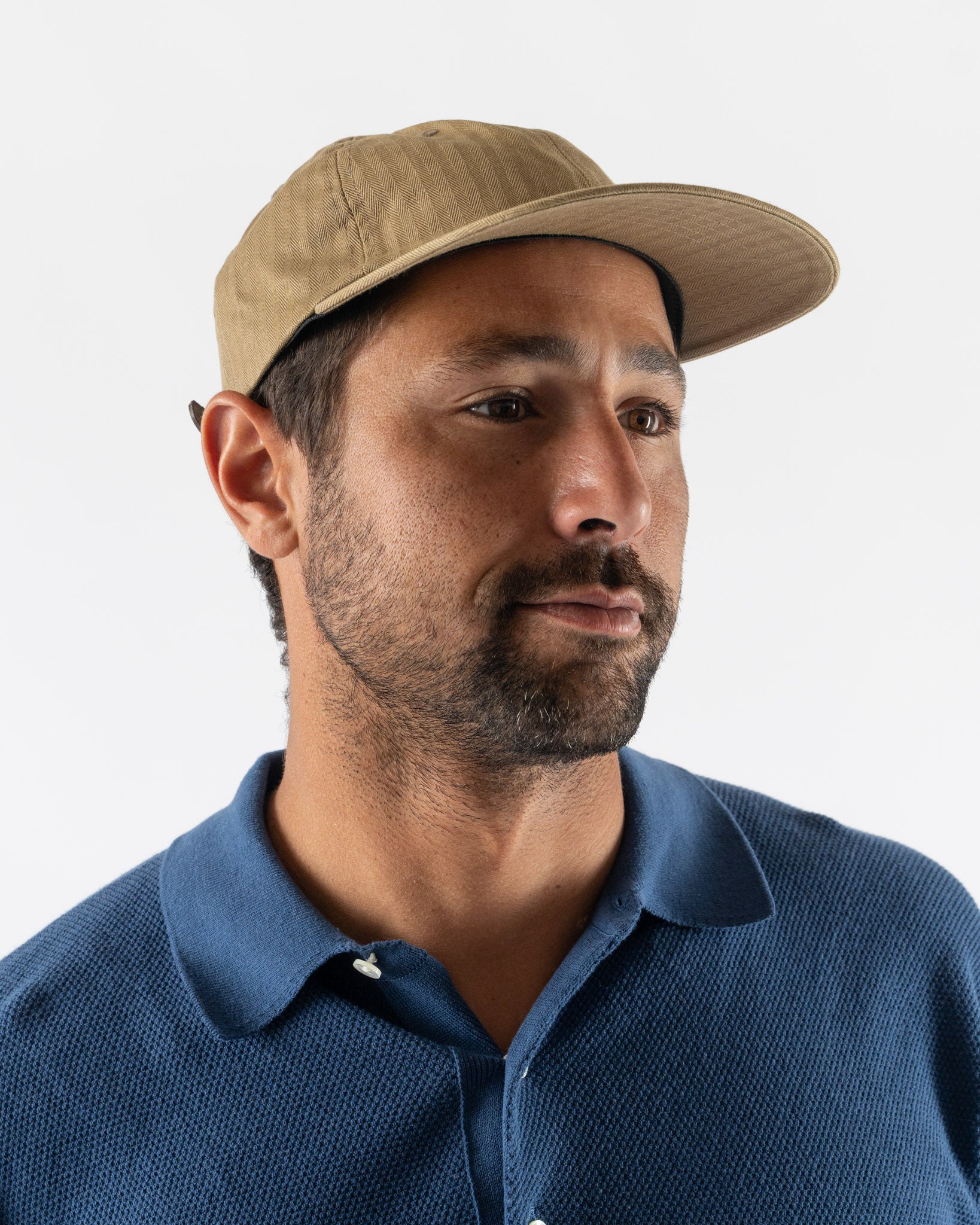 Beams Plus 6 Panel Herringbone Hat in Khaki