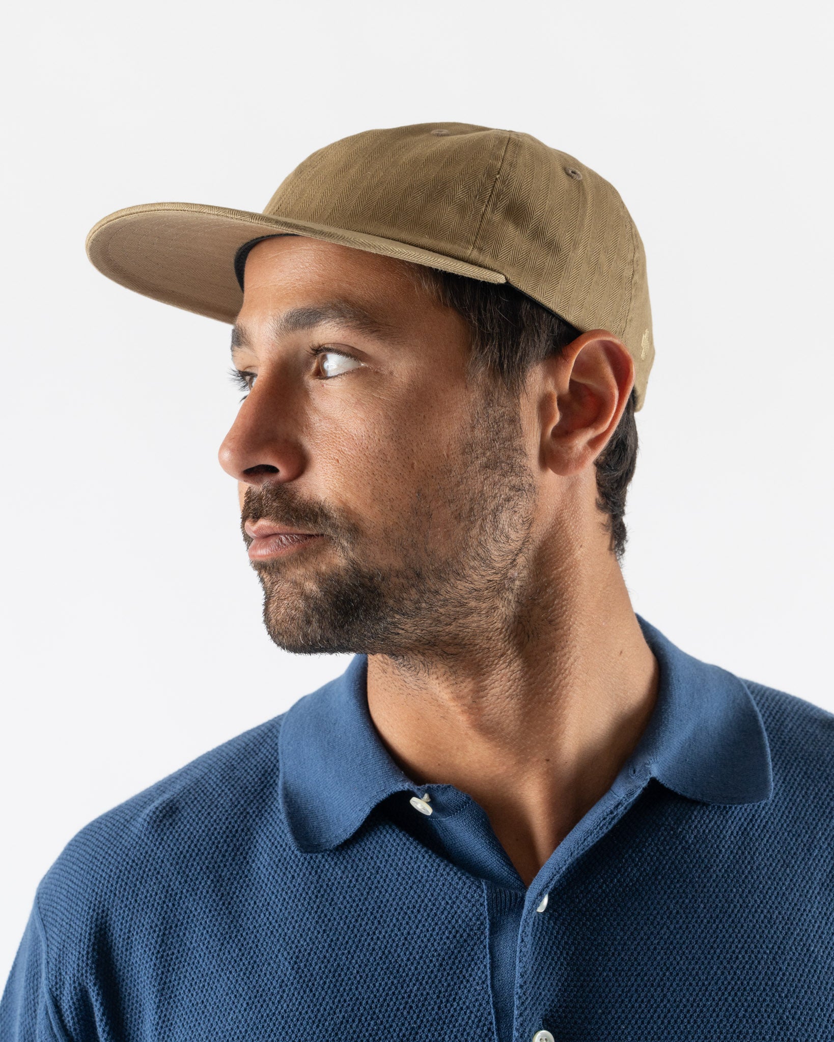Beams Plus 6 Panel Herringbone Hat in Khaki