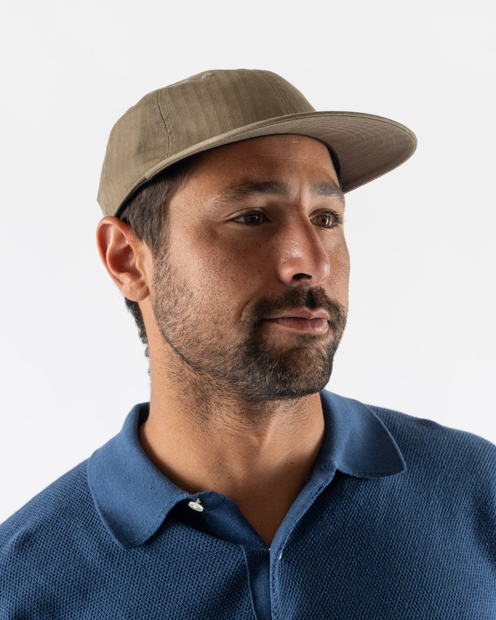 Beams Plus 6 Panel Herringbone Hat in Olive