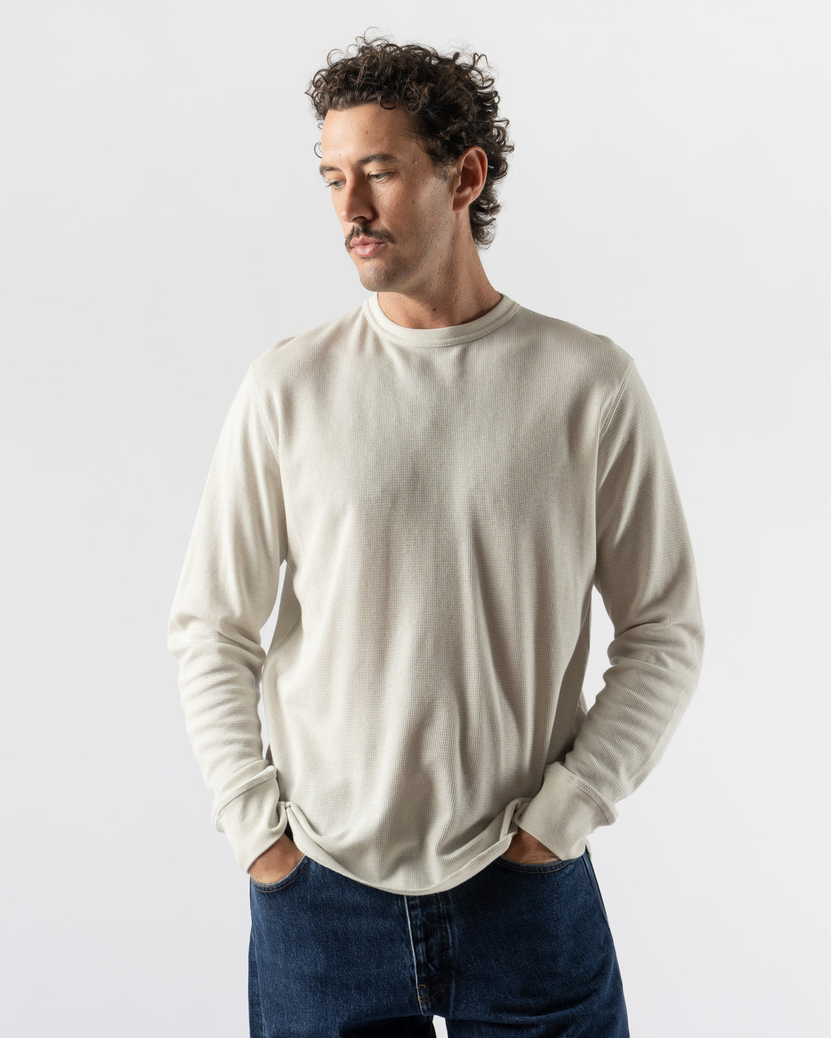 Sunflower Wool Waffle Tee LS in 019 Kit White