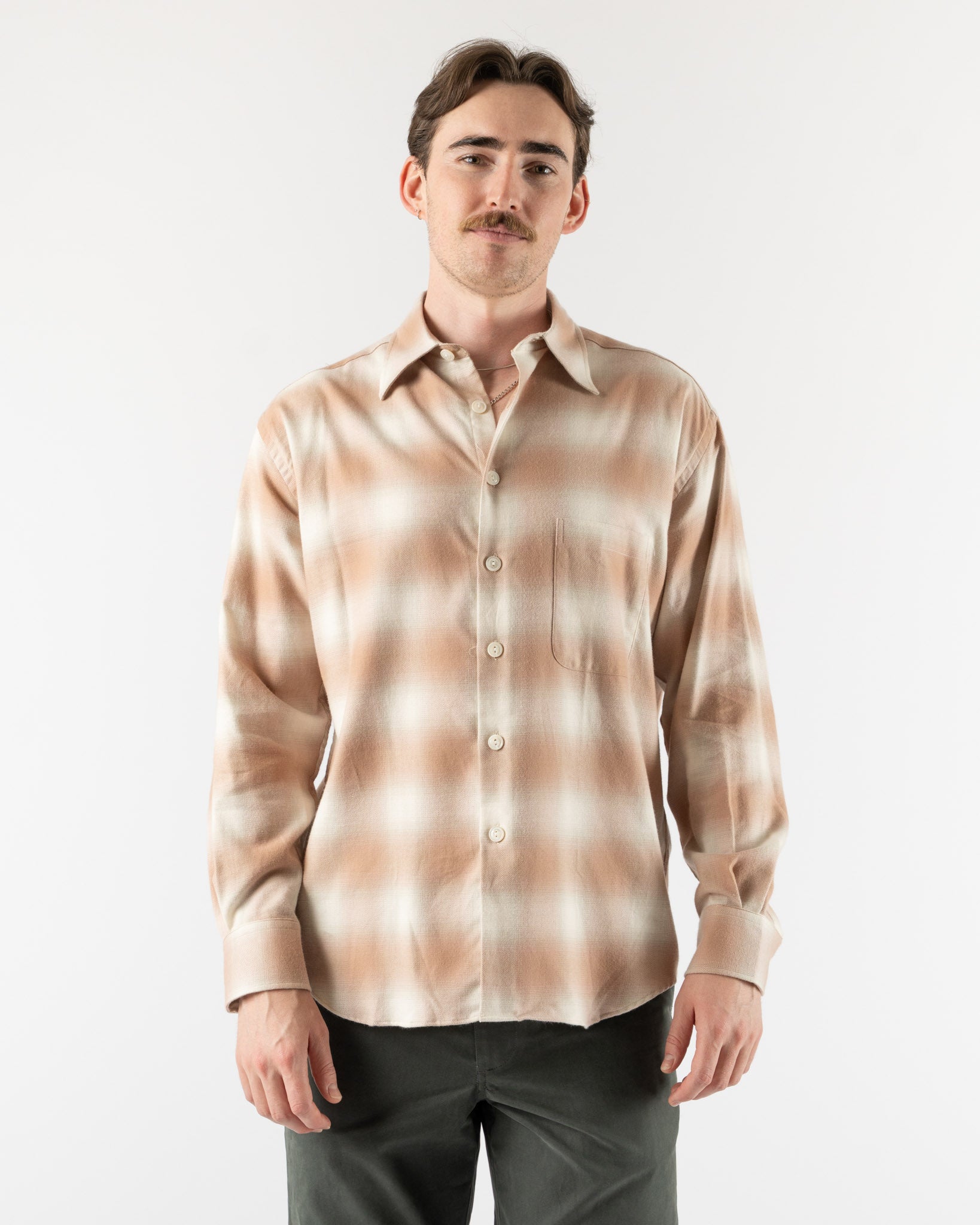 Aaron Levine Shadow Flannel in Coral