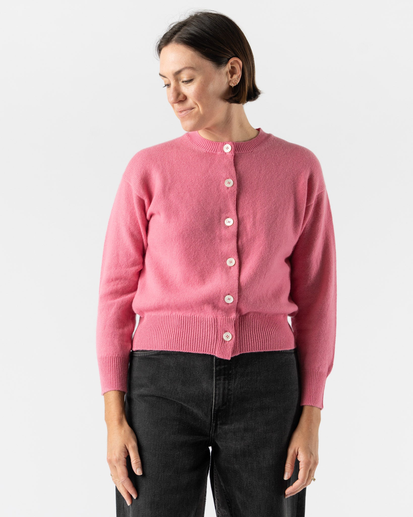 &Daughter Ada Crewneck Cardigan in Pink