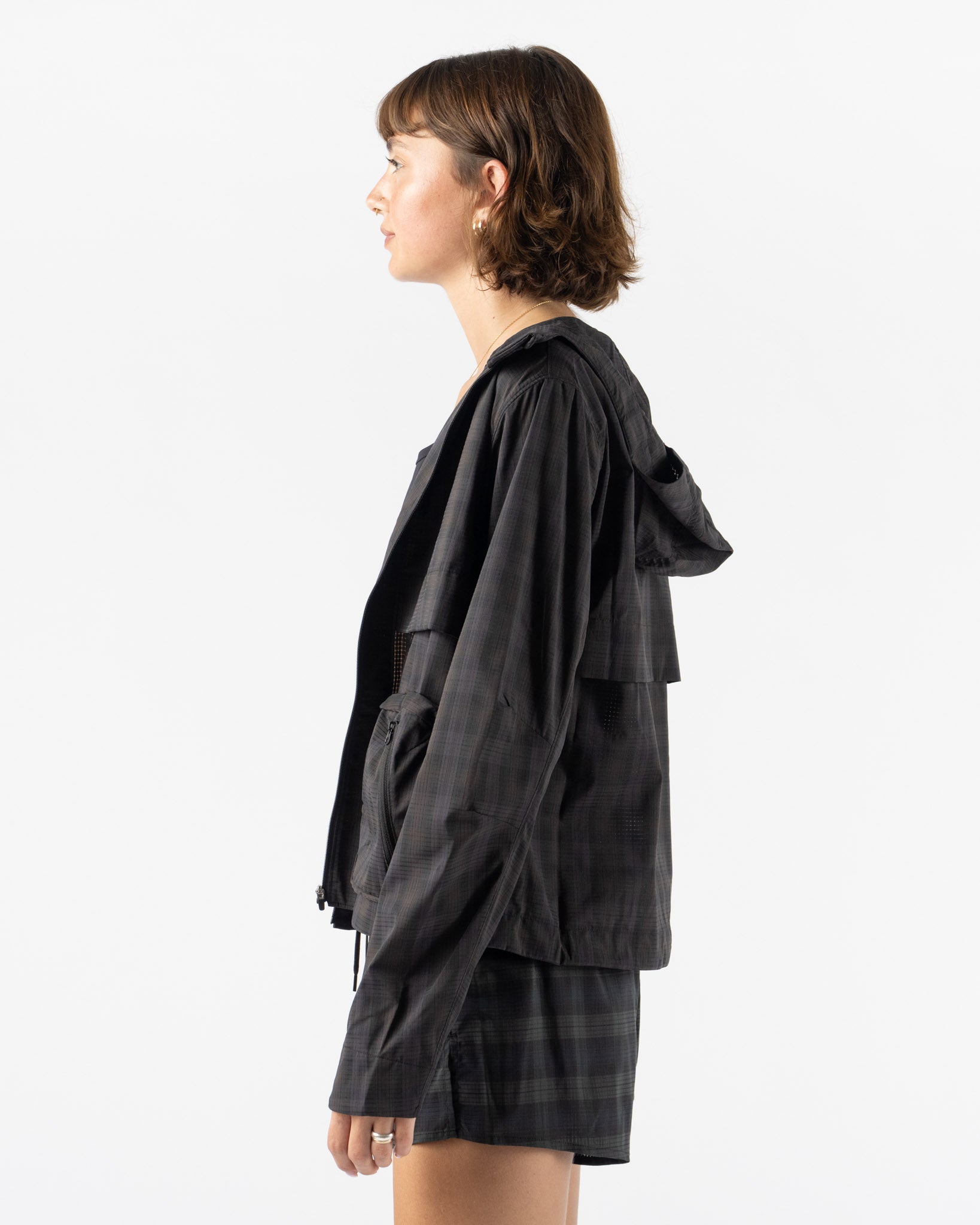 Literary Sport Adrienne Run Jacket in Brown Tartan