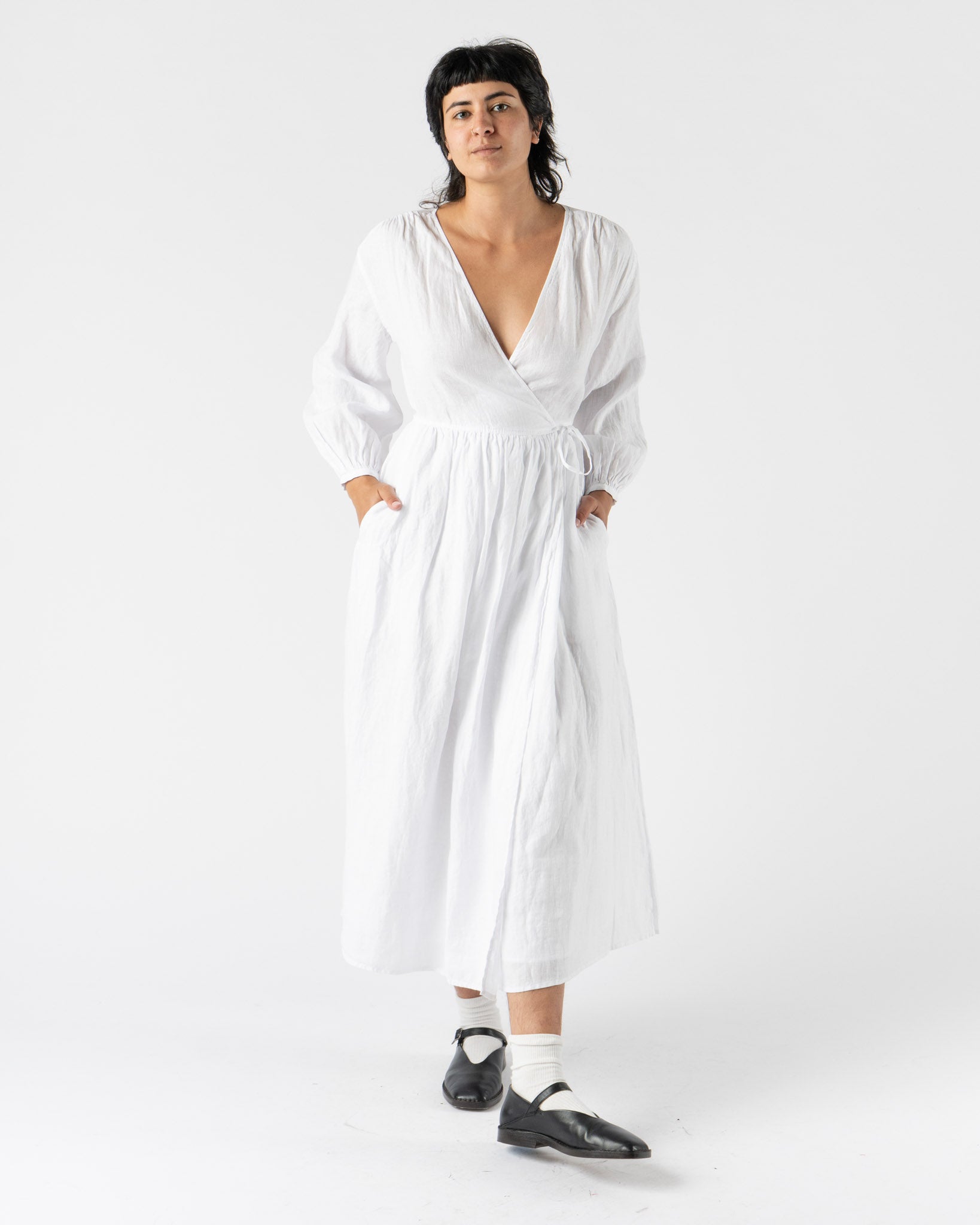 Alex Mill Lauren Wrap Dress in White Curated at Jake and Jones L