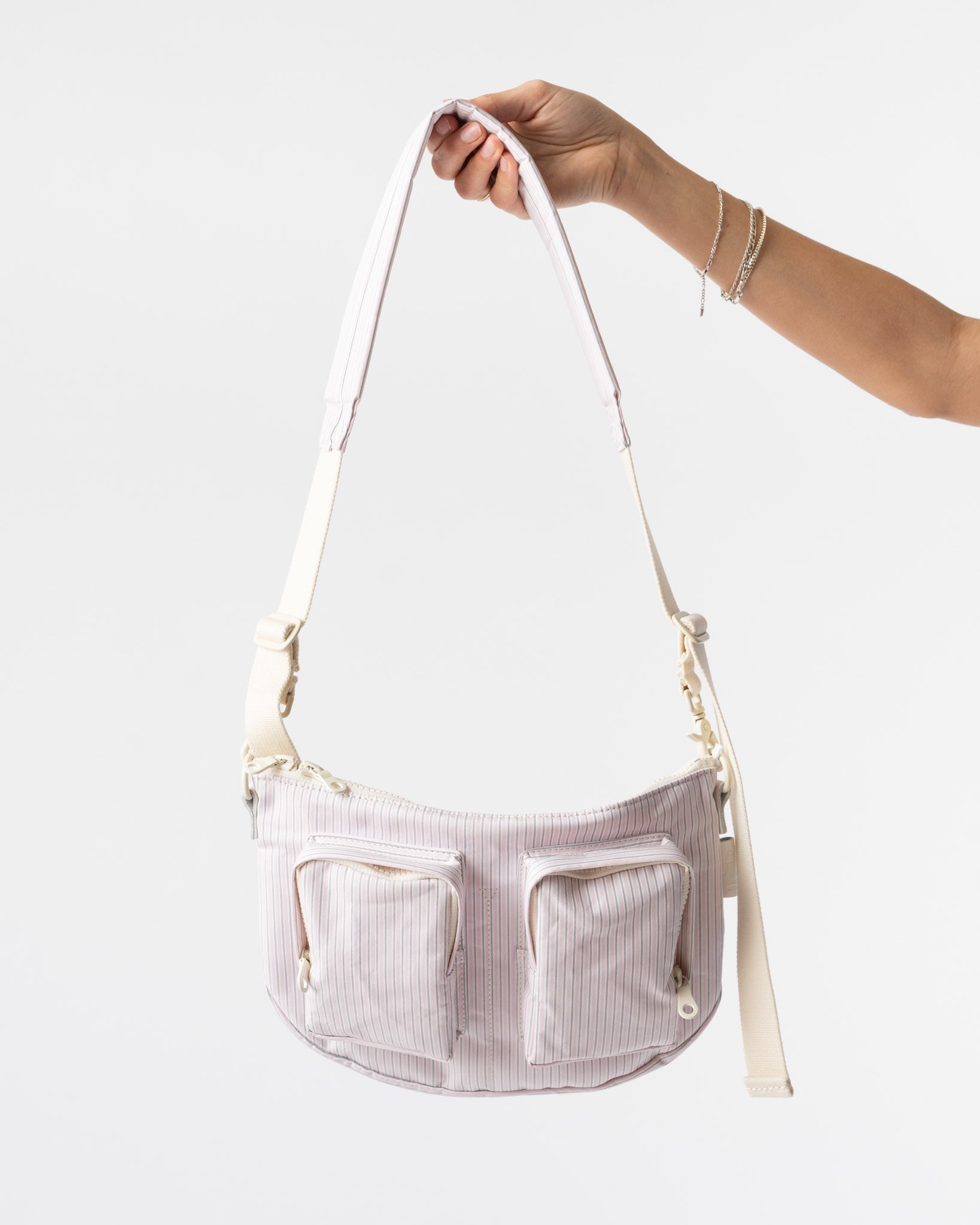 Amiacalva Shrink Nylon Bodybag in Stripe Pink