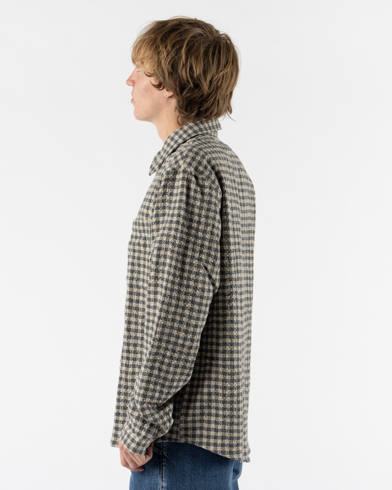 Another Aspect Another Overshirt 1.0 in Blue/Ecru Check