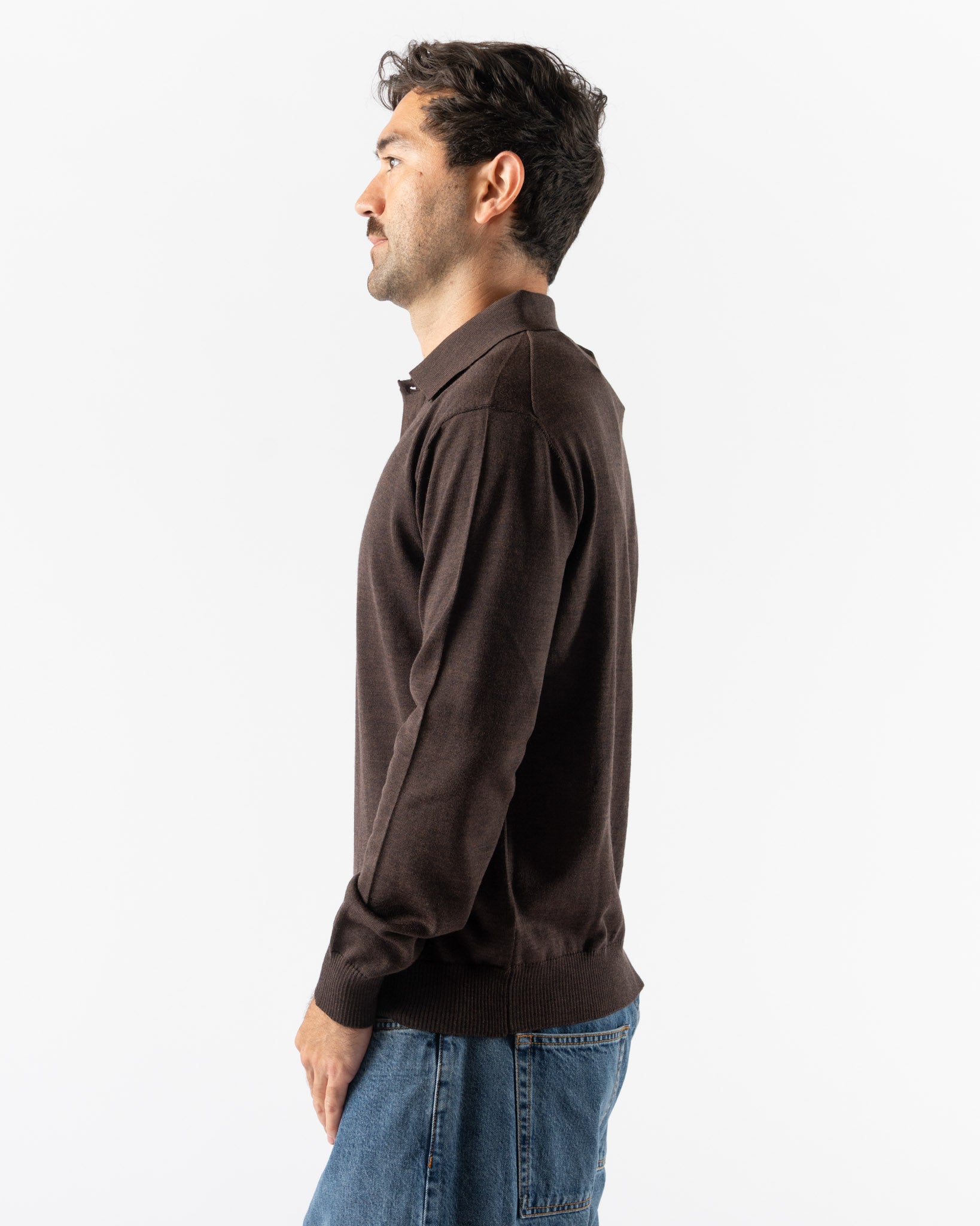 Another Aspect Another Polo Shirt 2.0 in Brown Melange