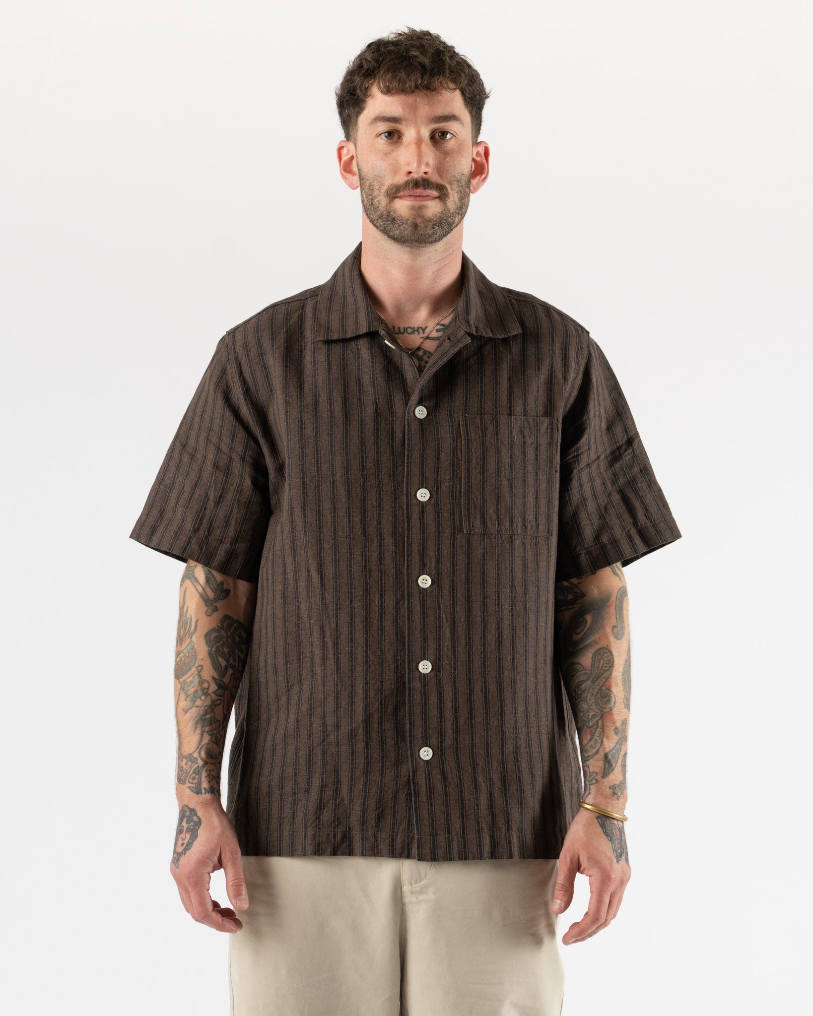 Another Aspect Another Shirt 2.0 in Brown Stripe