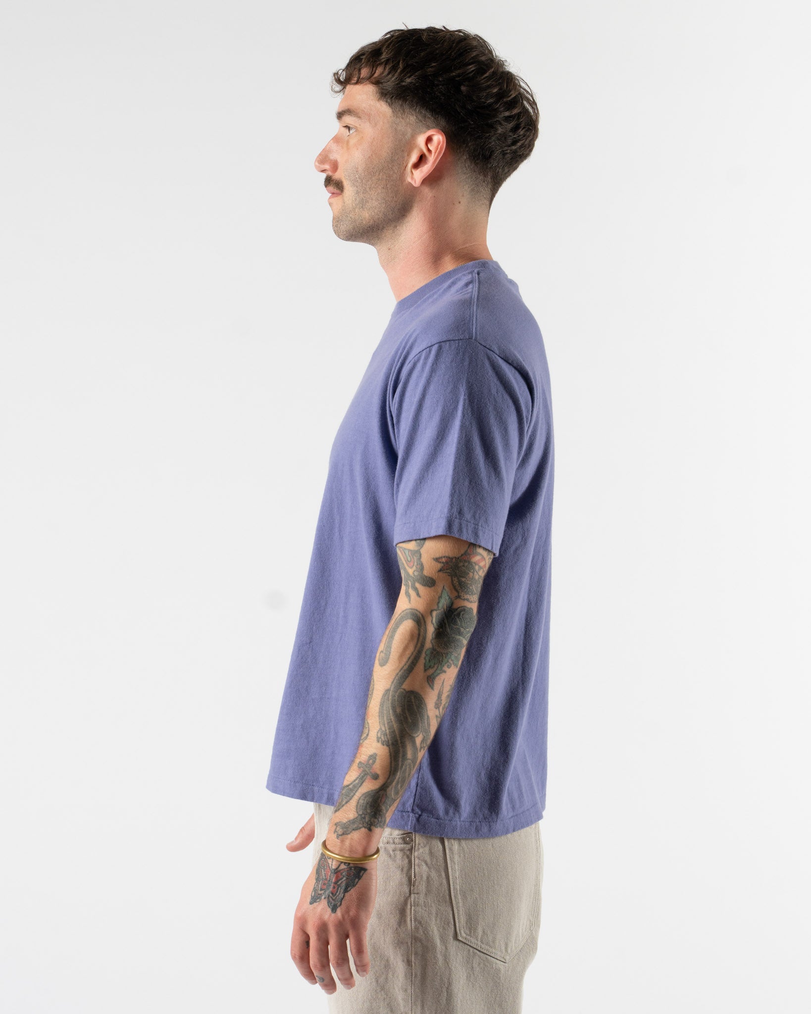 Auralee Brushed Organic Cotton Jersey Tee in Light Purple