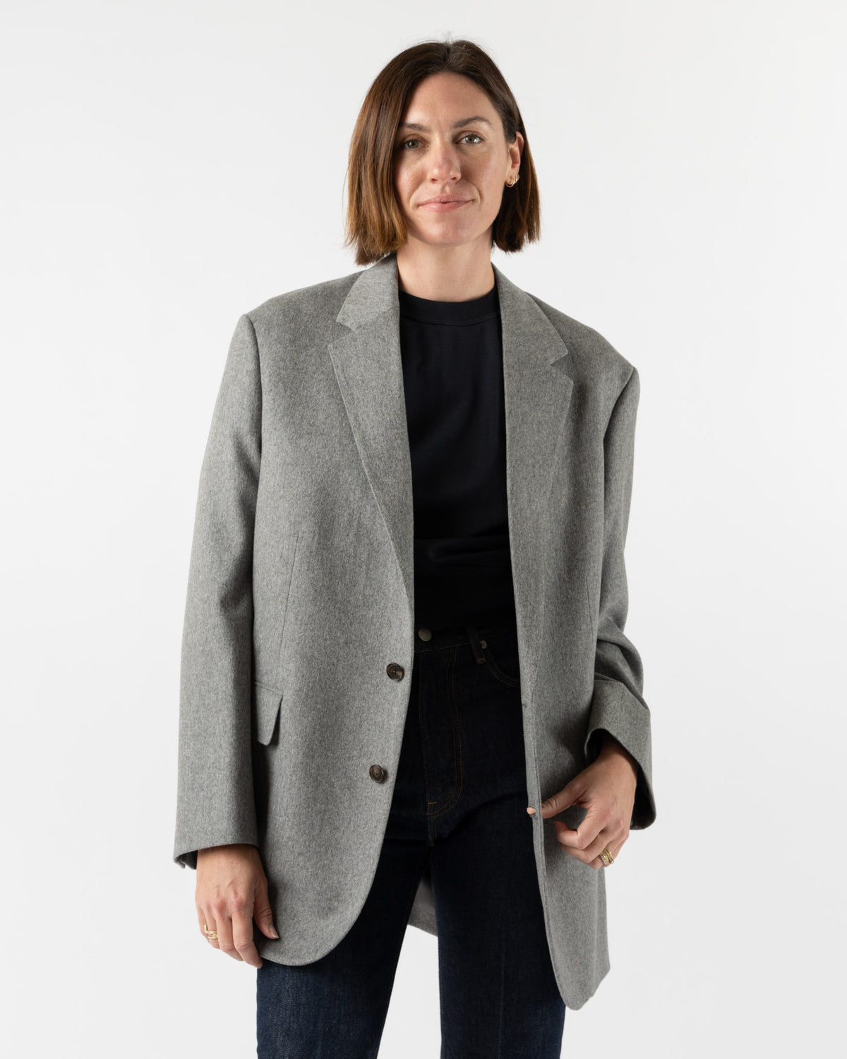 Auralee Cashmere Moleskin Jacket in Top Gray Curated at Jake and Jones
