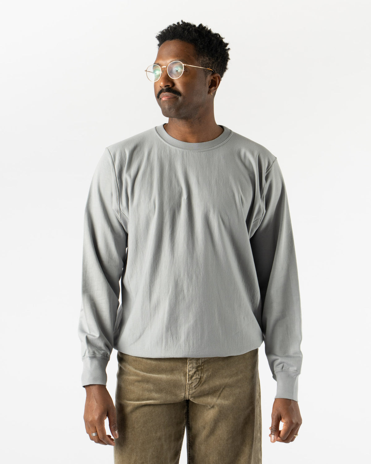 Auralee Elastic High Gauge Sweat Pullover in Ash Gray Curated at 