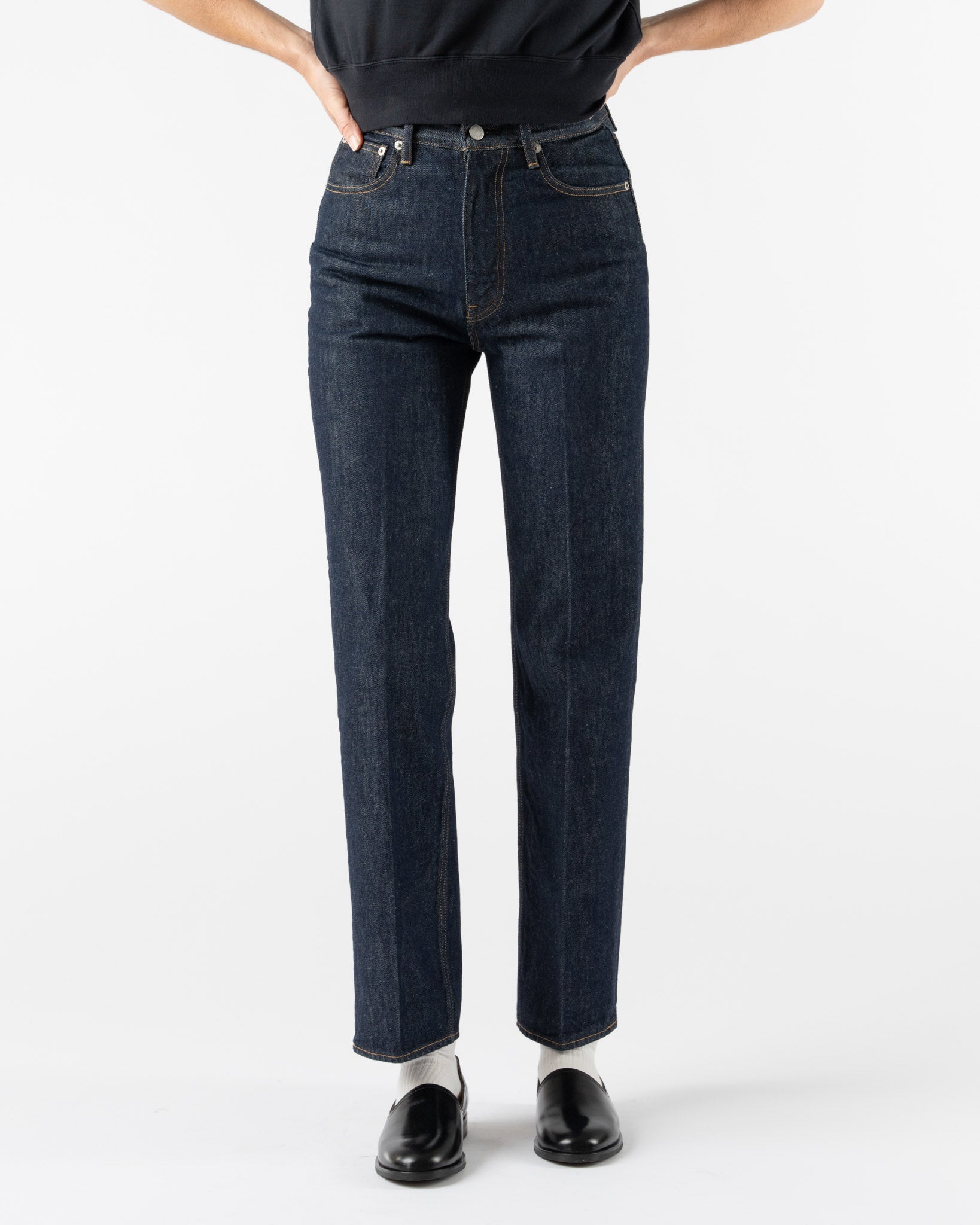 Auralee Hard Twist Denim Pants in Indigo