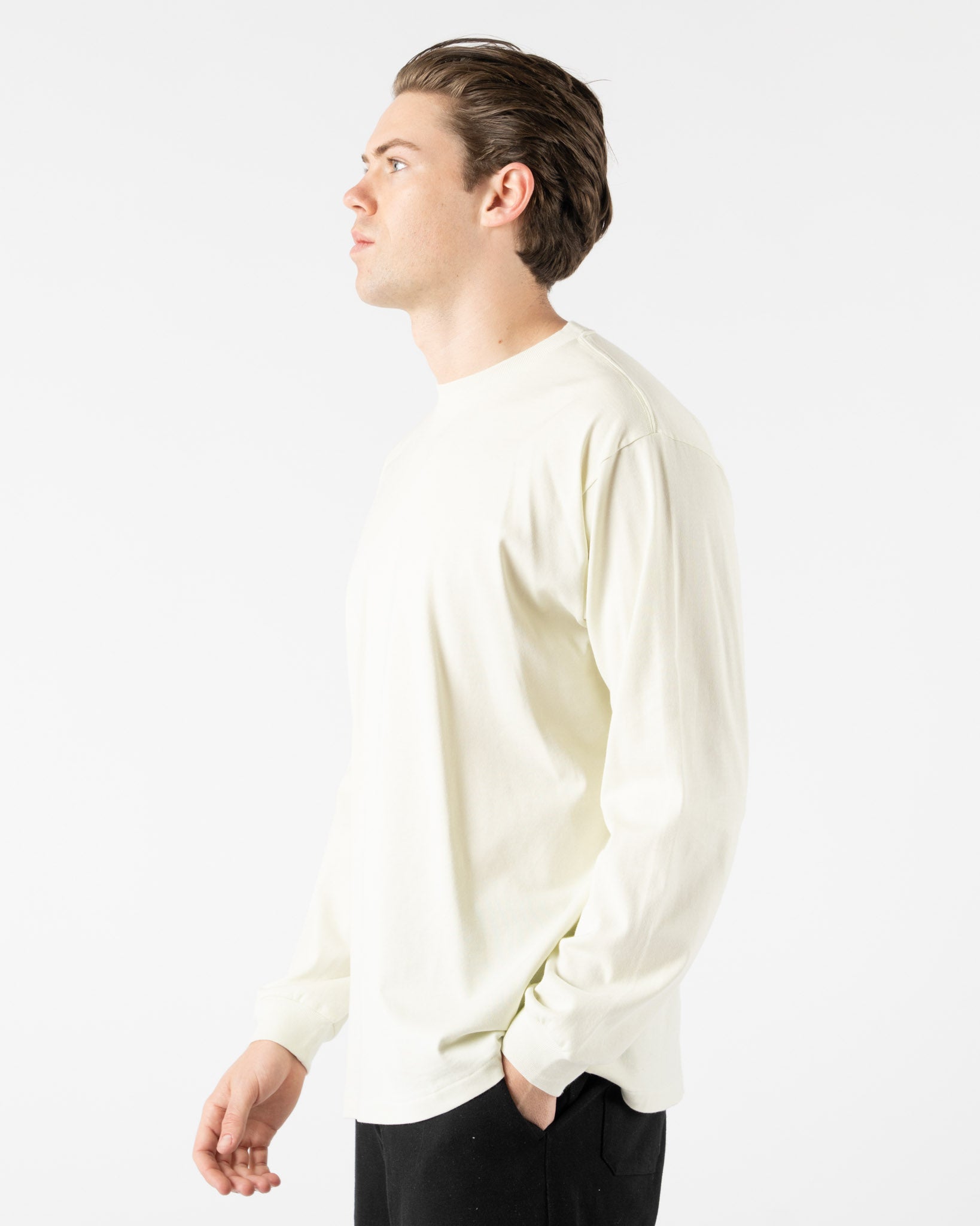 Auralee Luster Plaiting Tee in Ivory
