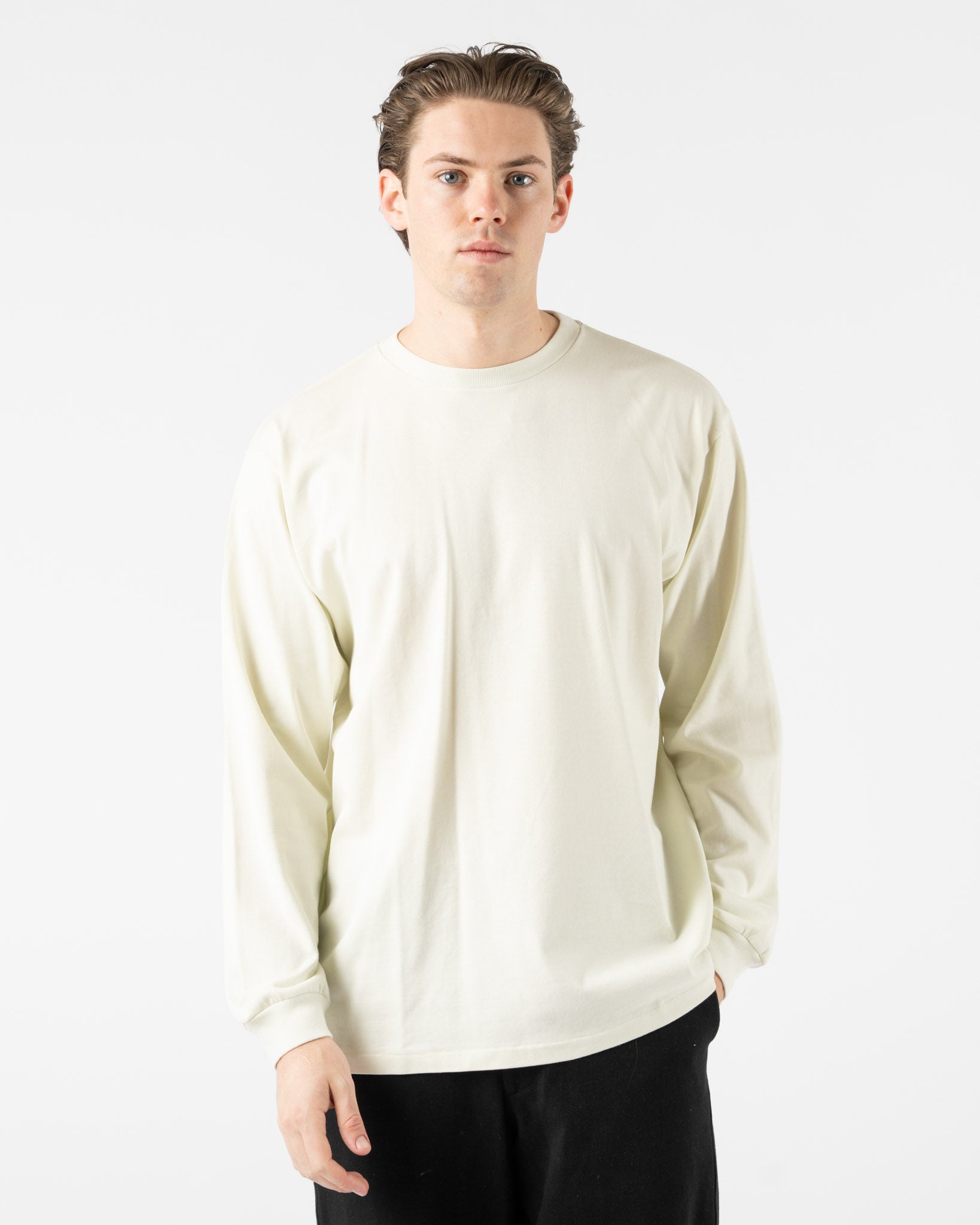 Auralee Luster Plaiting Tee in Ivory