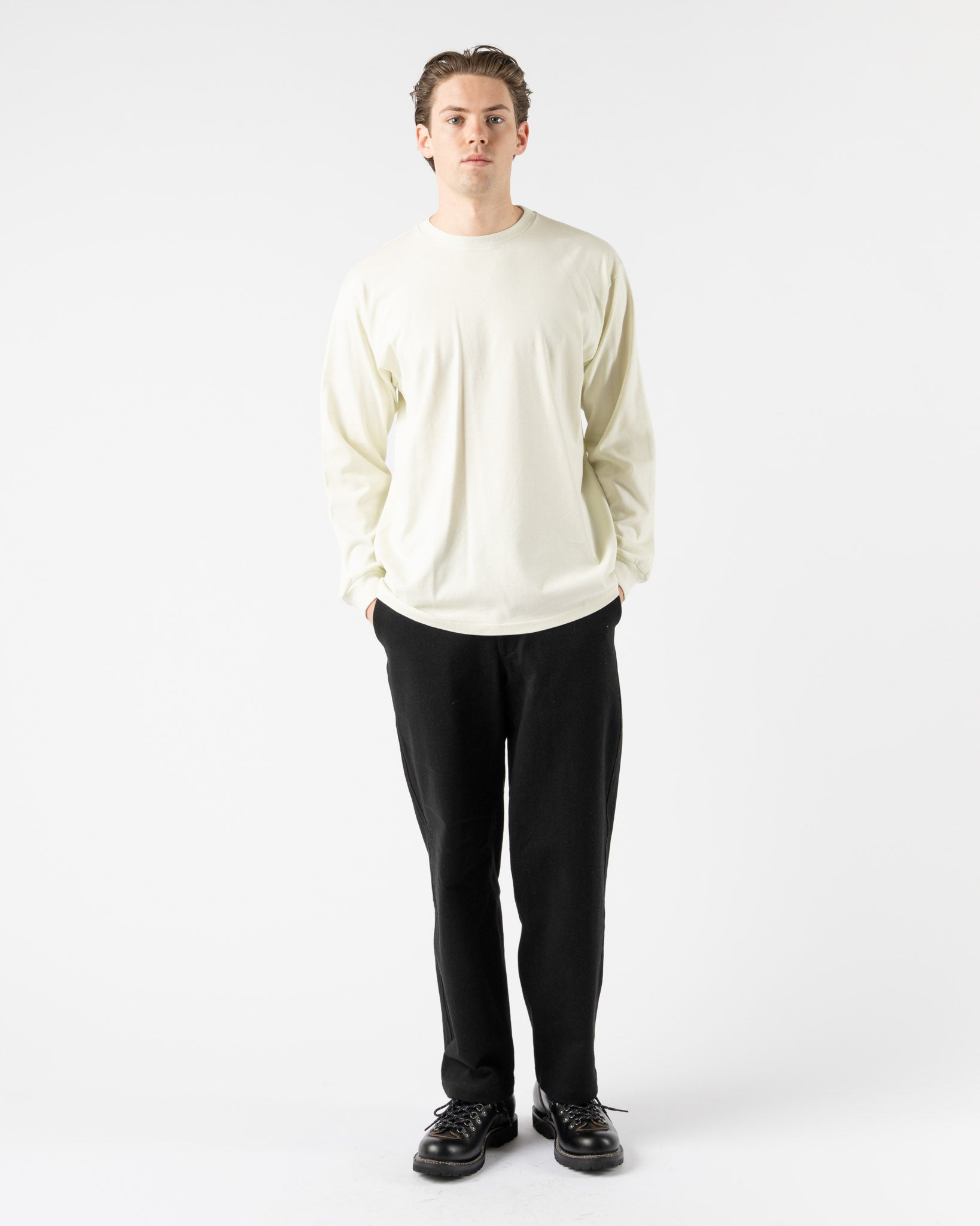 Auralee Luster Plaiting Tee in Ivory