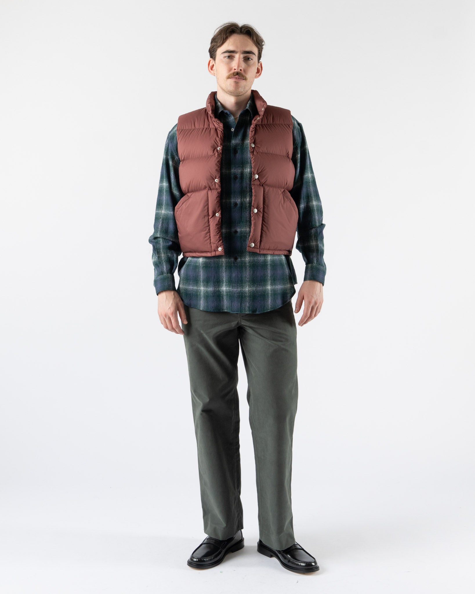 Auralee Super Light Nylon Ripstop Vest in Burgundy
