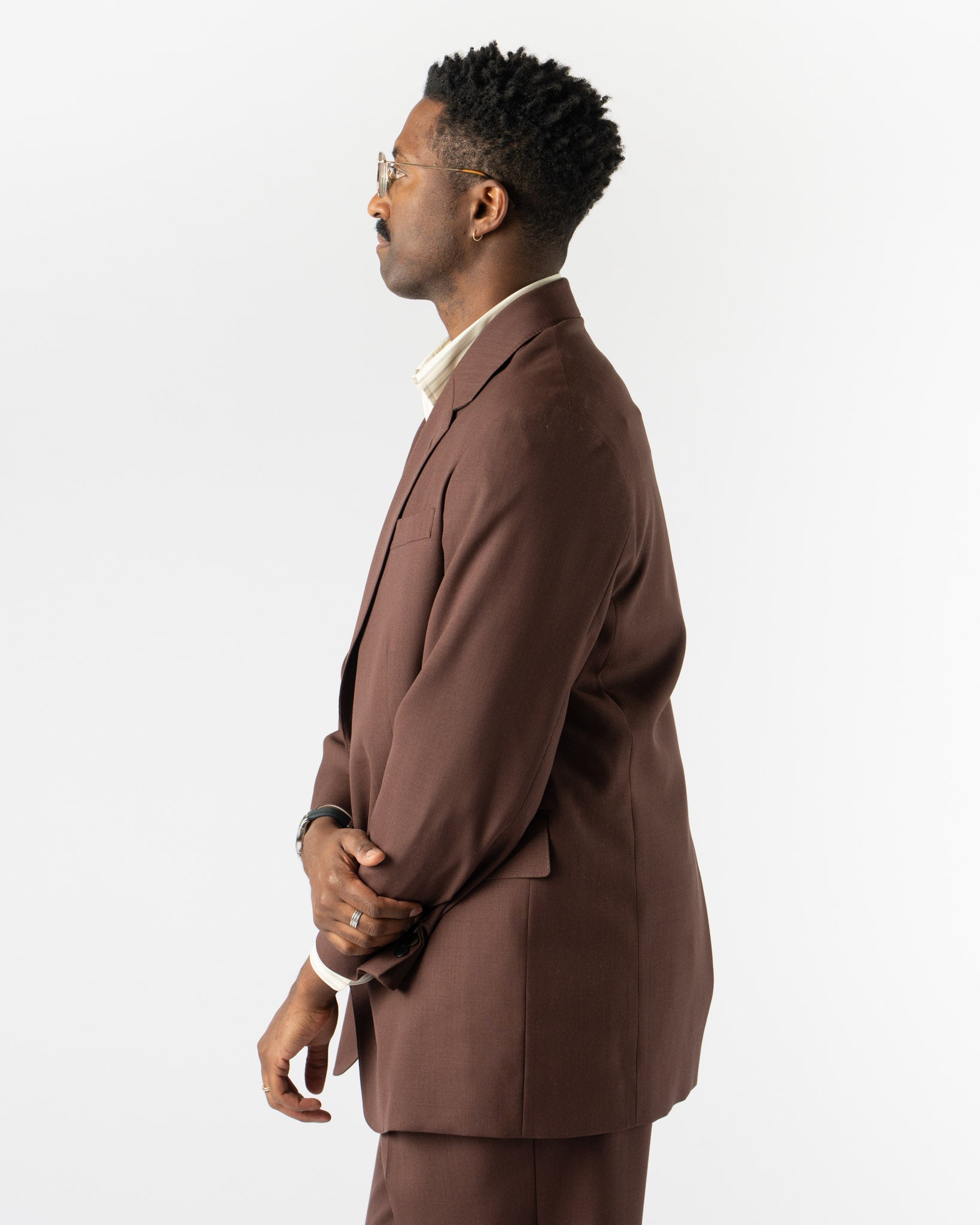 Auralee Wool Kid Mohair Hop Sack Jacket in Burgundy