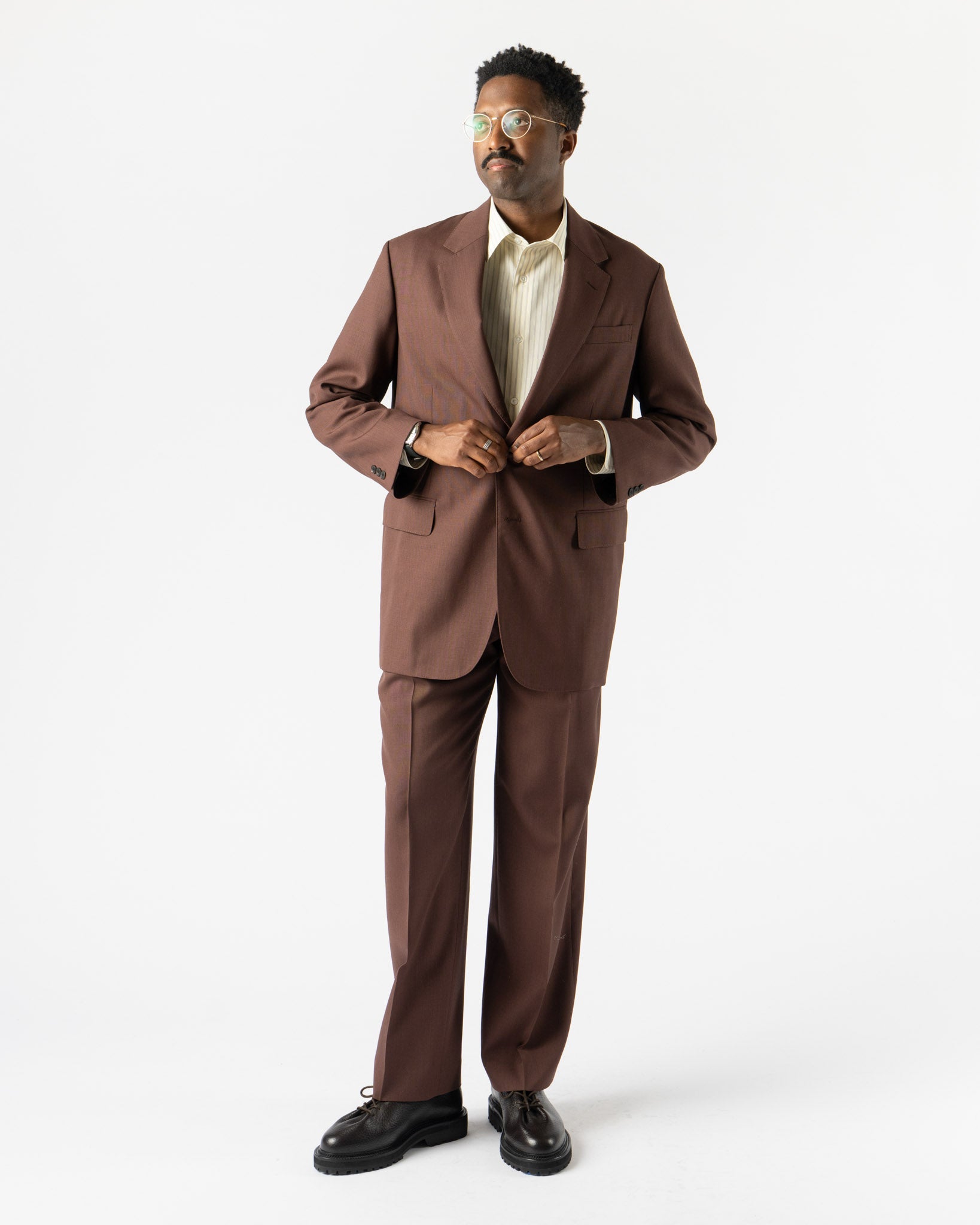 Auralee Wool Kid Mohair Hop Sack Jacket in Burgundy