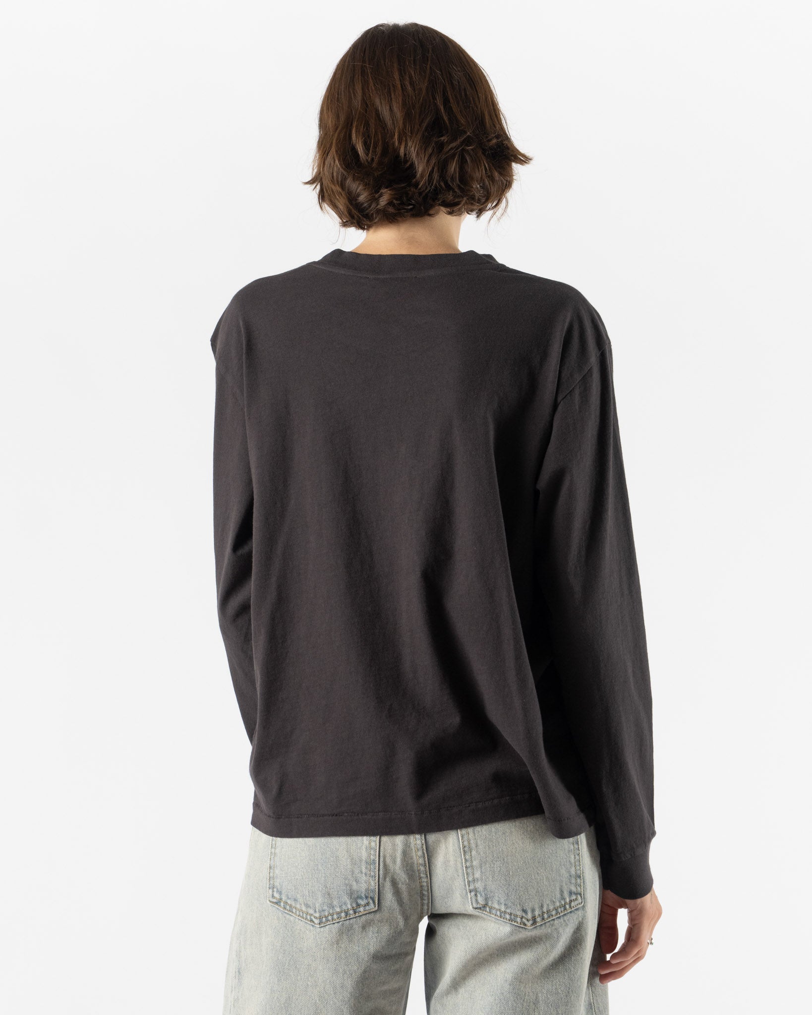 B Sides Double Pocket LS Tee in Faded Black Overdye