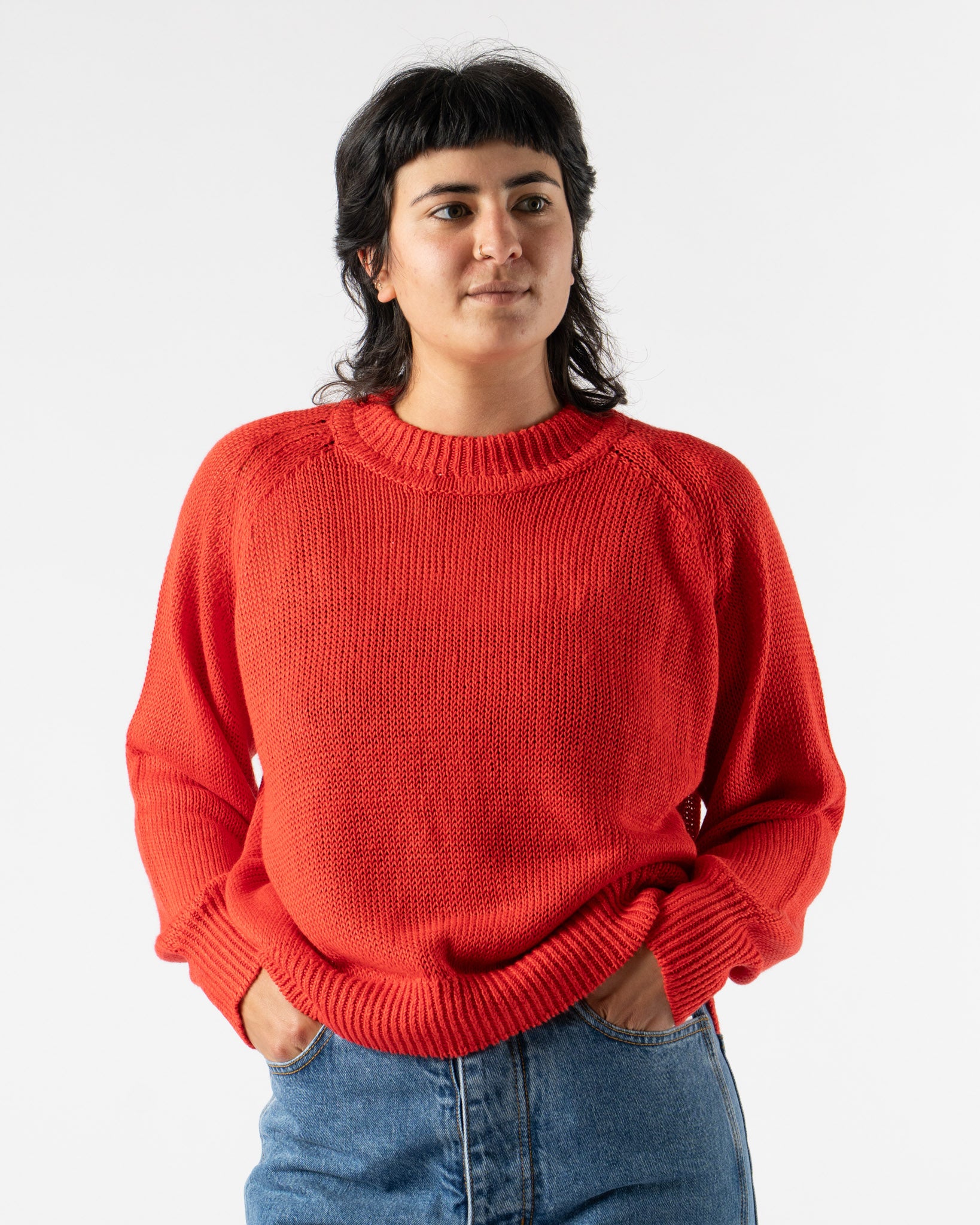 B Sides Linda Knit Crew in Geranium Linen