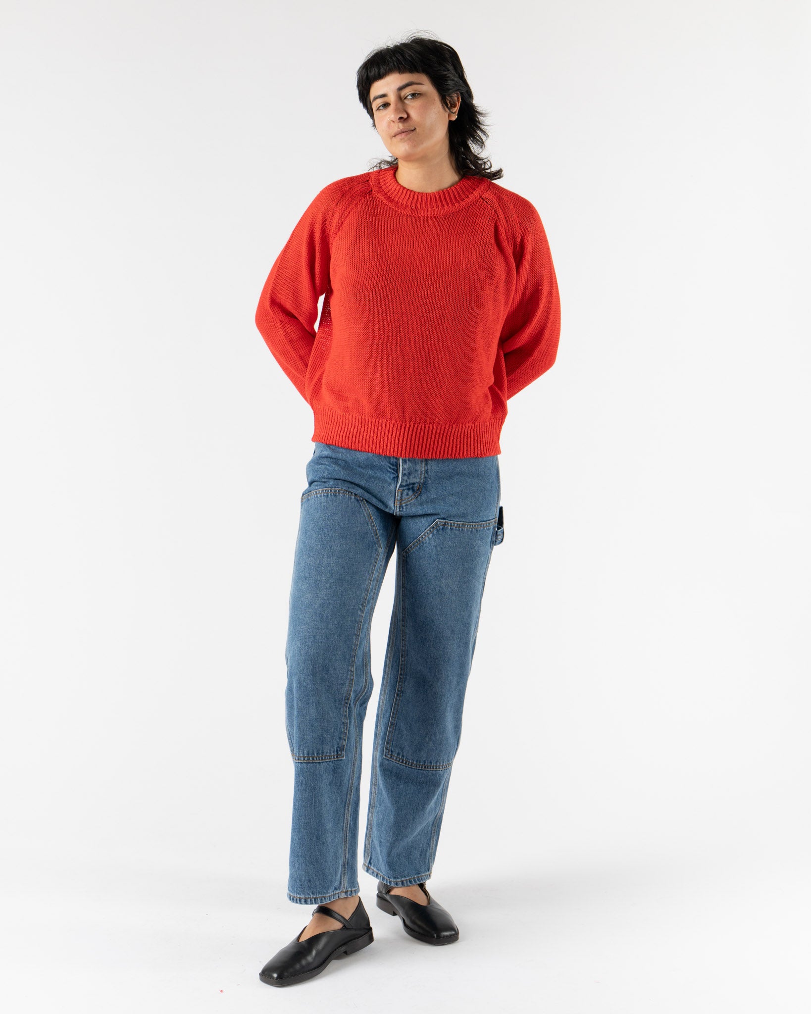 B Sides Linda Knit Crew in Geranium Linen