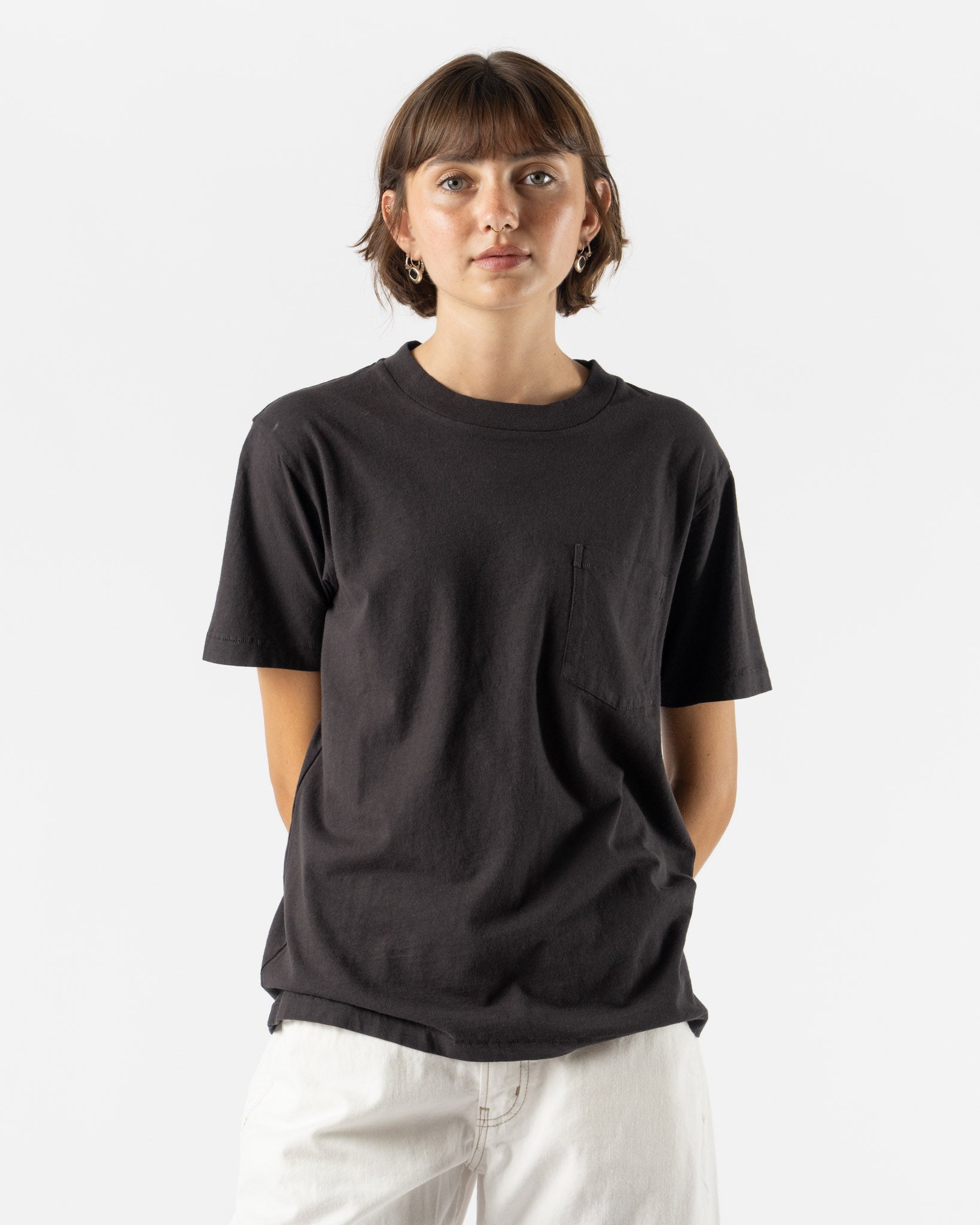 B Sides Pocket Tee in Faded Black Overdye