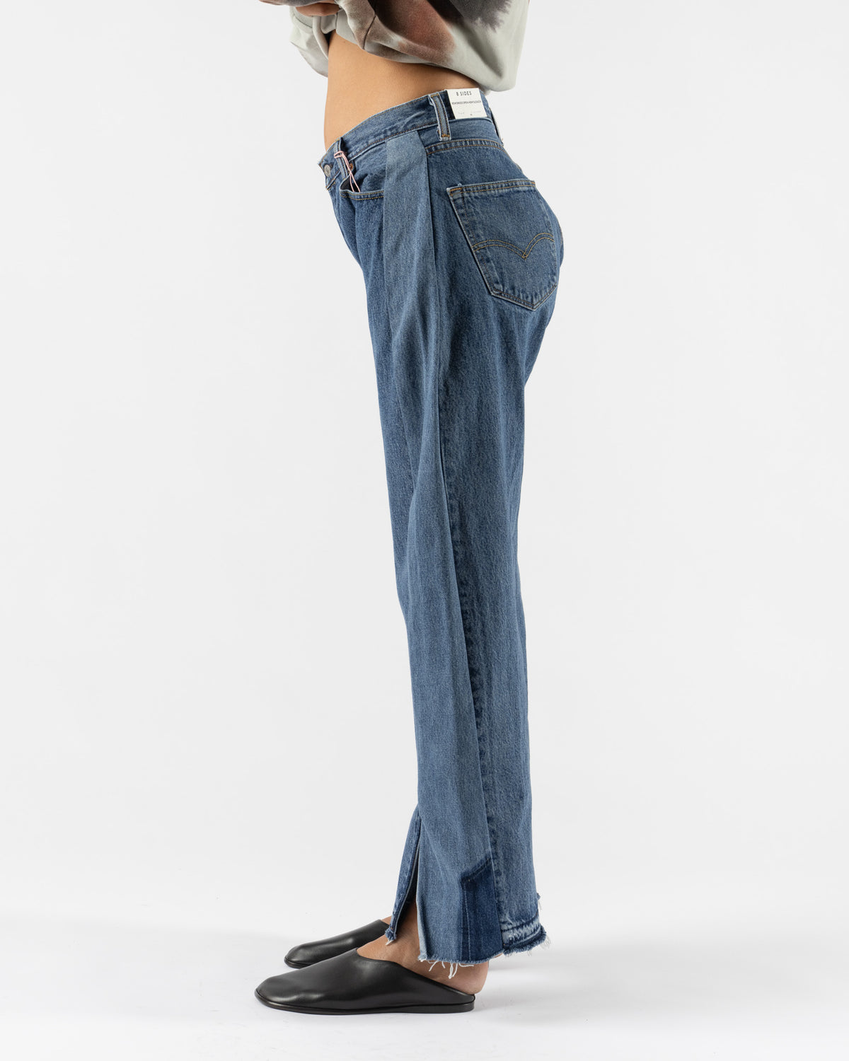B Sides Reworked Vintage Open Hem Slouch Jean in Vintage Indigo