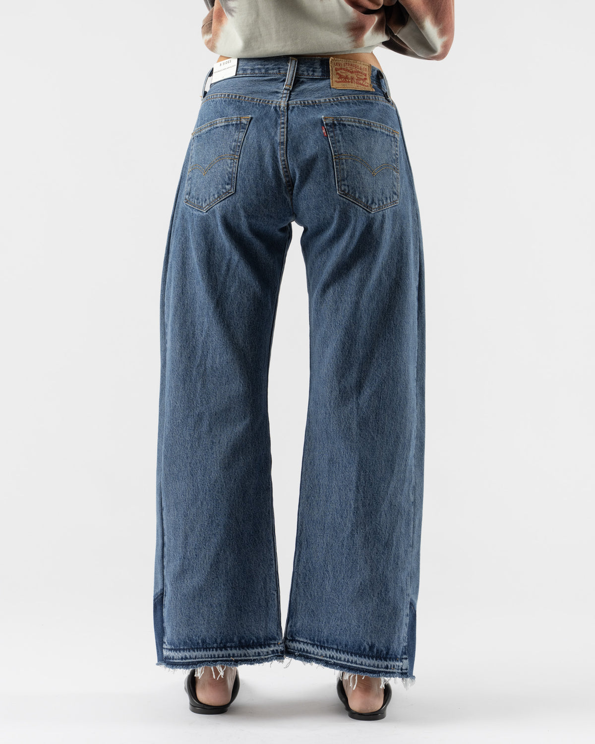 B Sides Reworked Vintage Open Hem Slouch Jean in Vintage Indigo