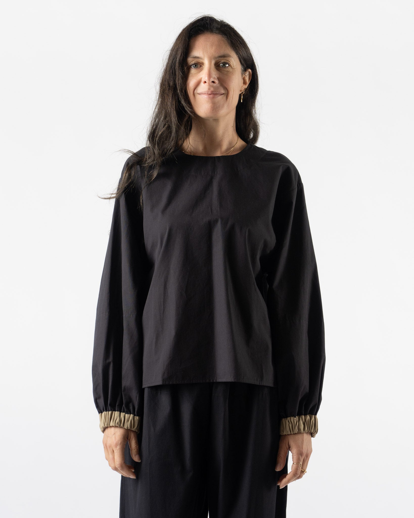 Baserange Moy Top in Black Khaki