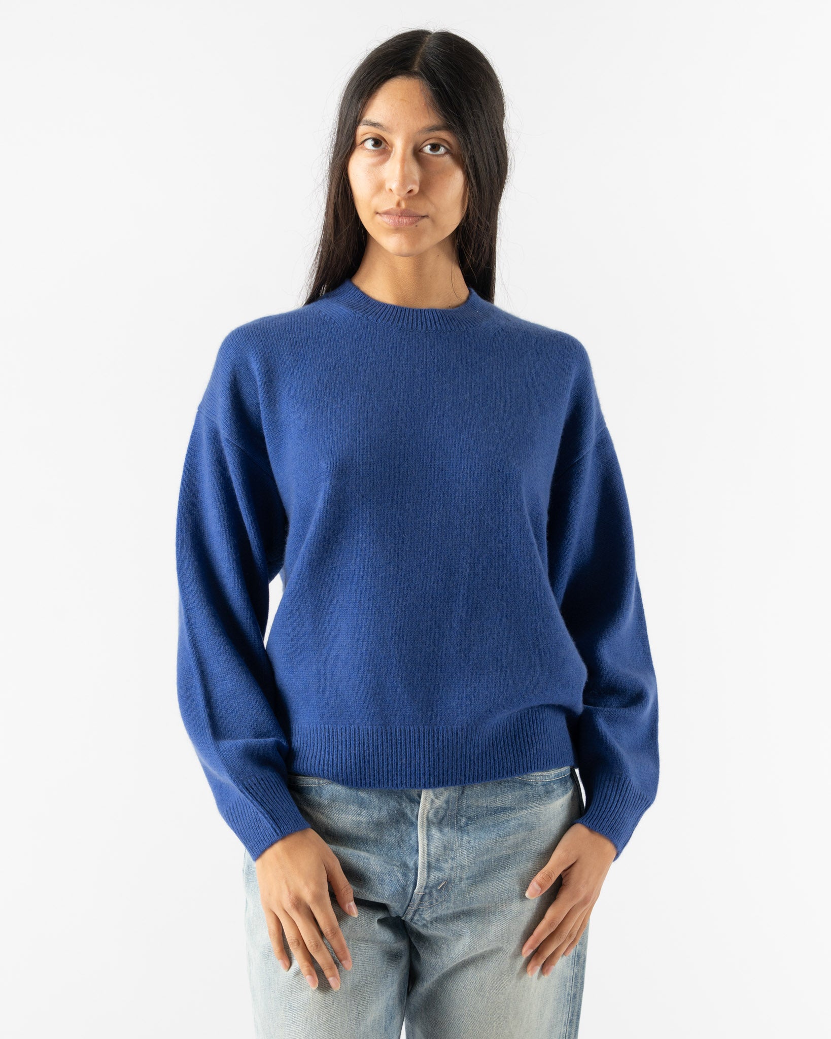 Auralee Baby Cashmere Knit Pullover in Royal Blue
