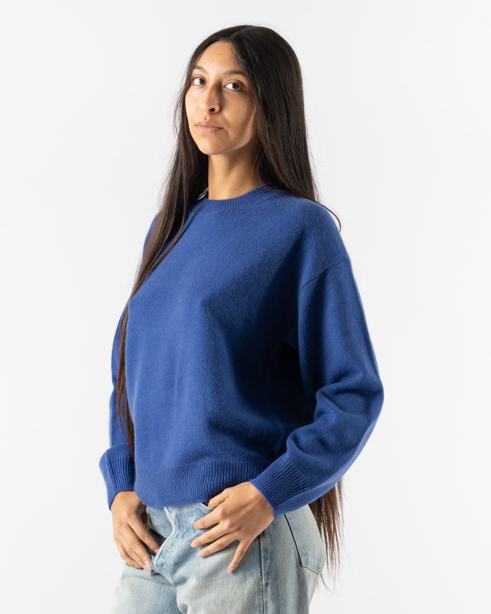 Auralee Baby Cashmere Knit Pullover in Royal Blue