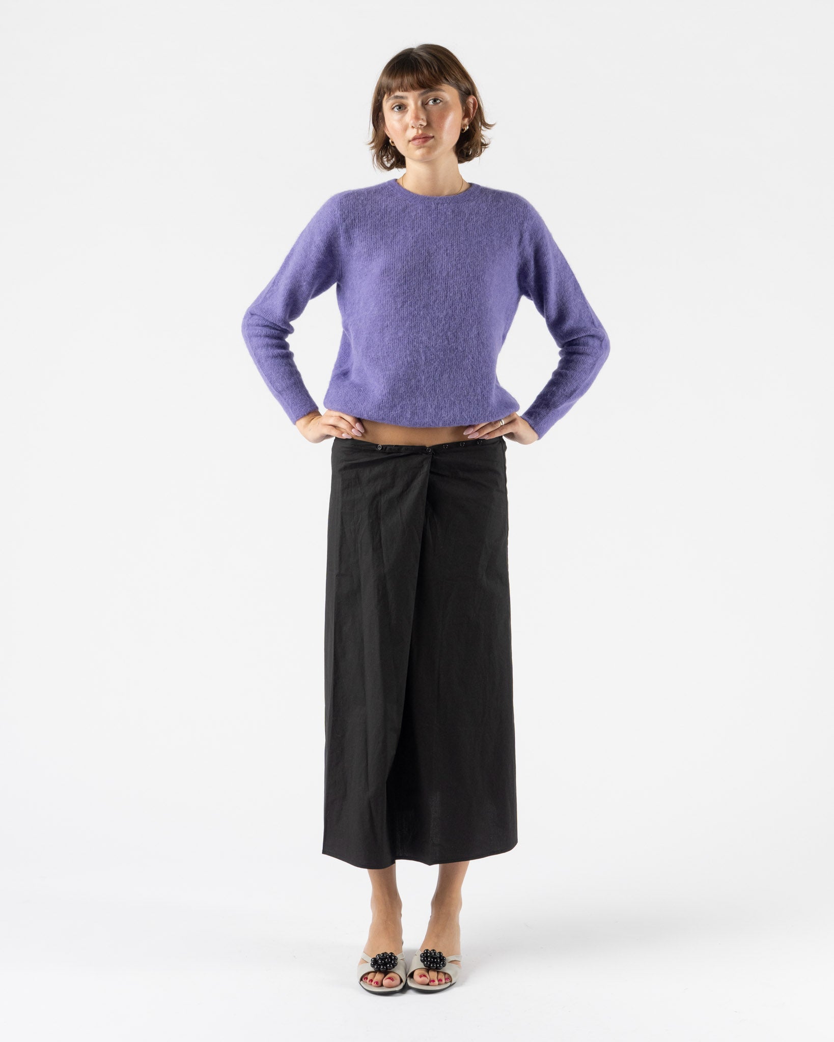 Auralee Baby Suri Alpaca Sheer Knit P/O in Purple