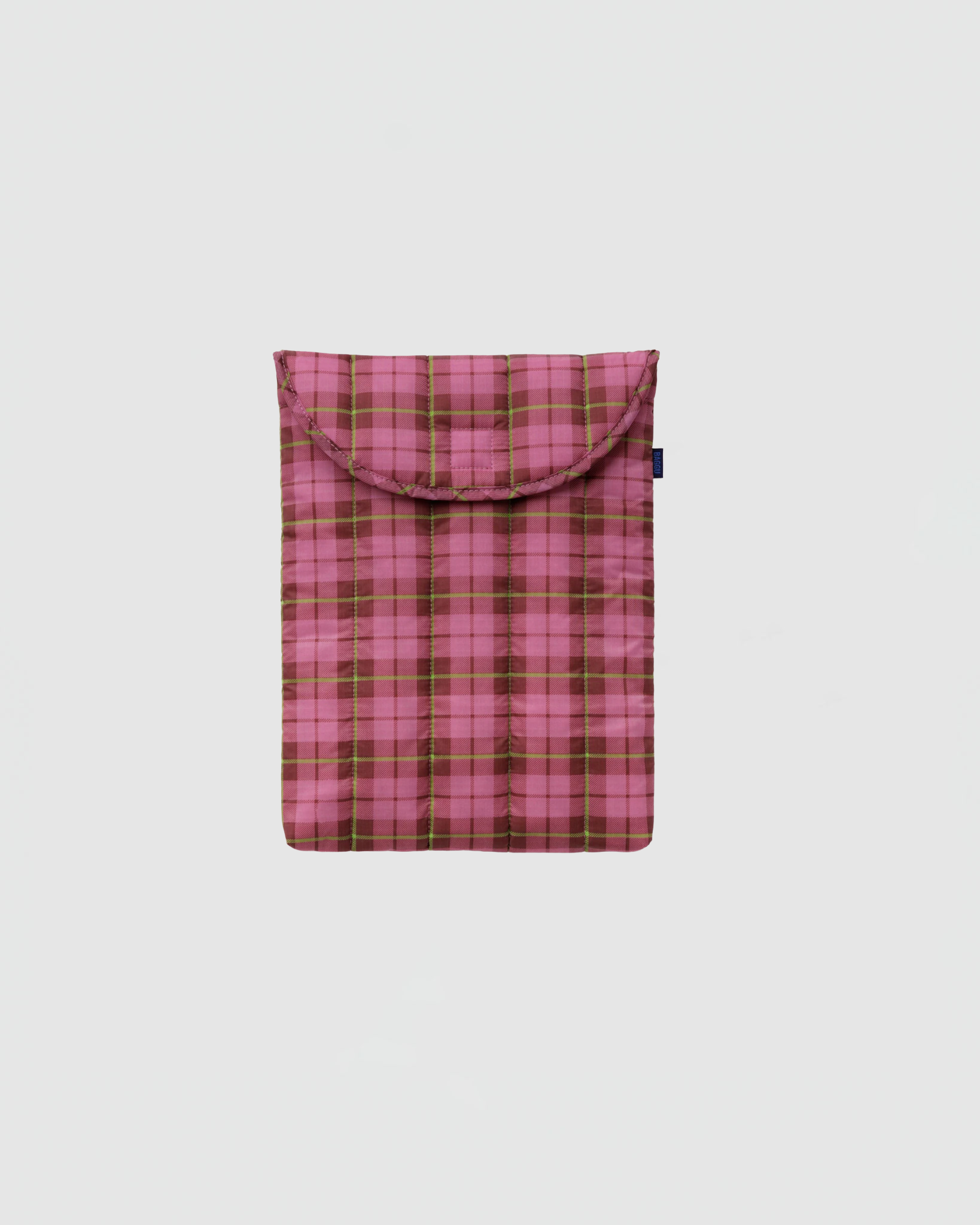Baggu Puffy Laptop Sleeve 13"/14" in Azalea Pink Tartan