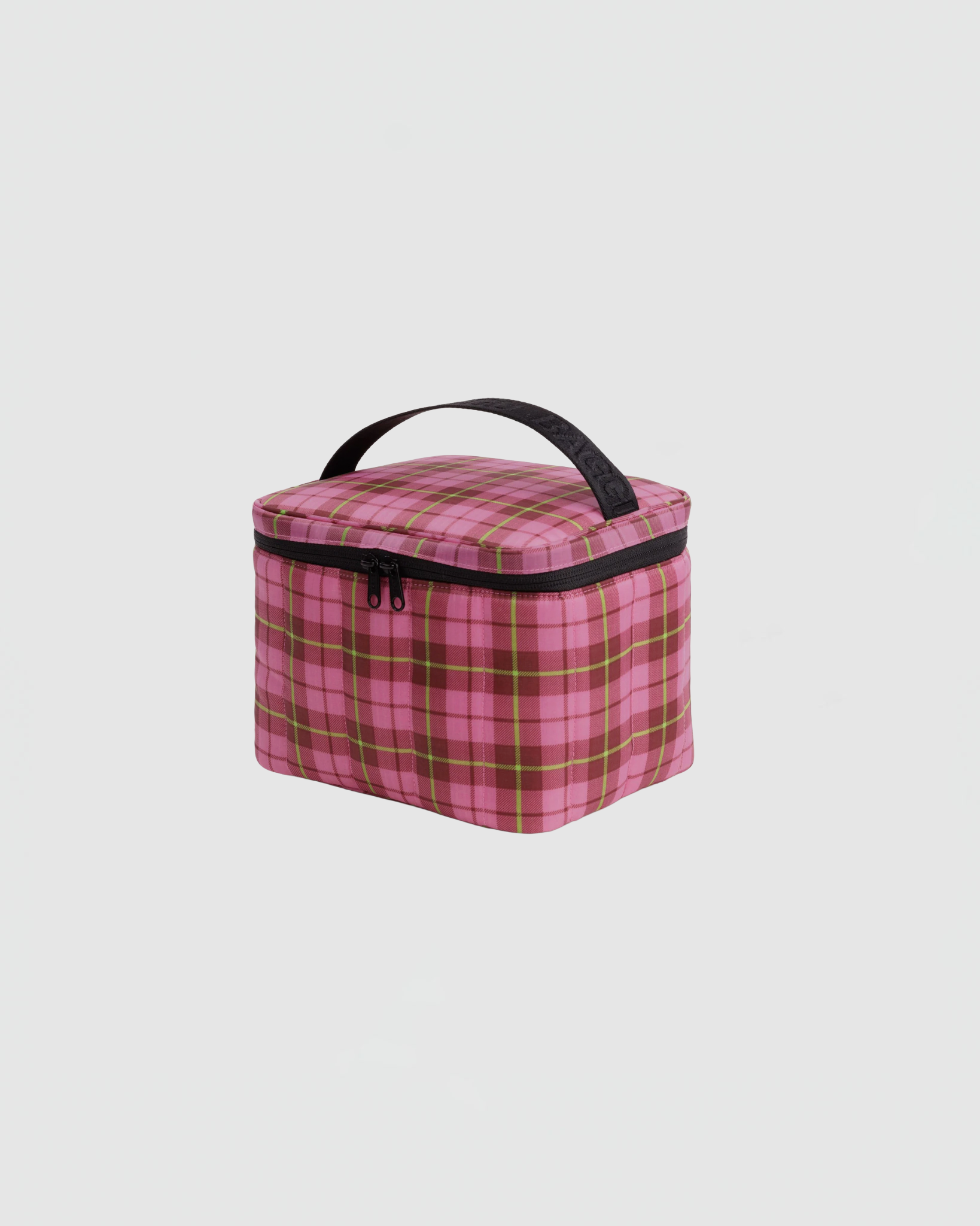 Baggu Puffy Lunch Bag in Azalea Pink Tartan