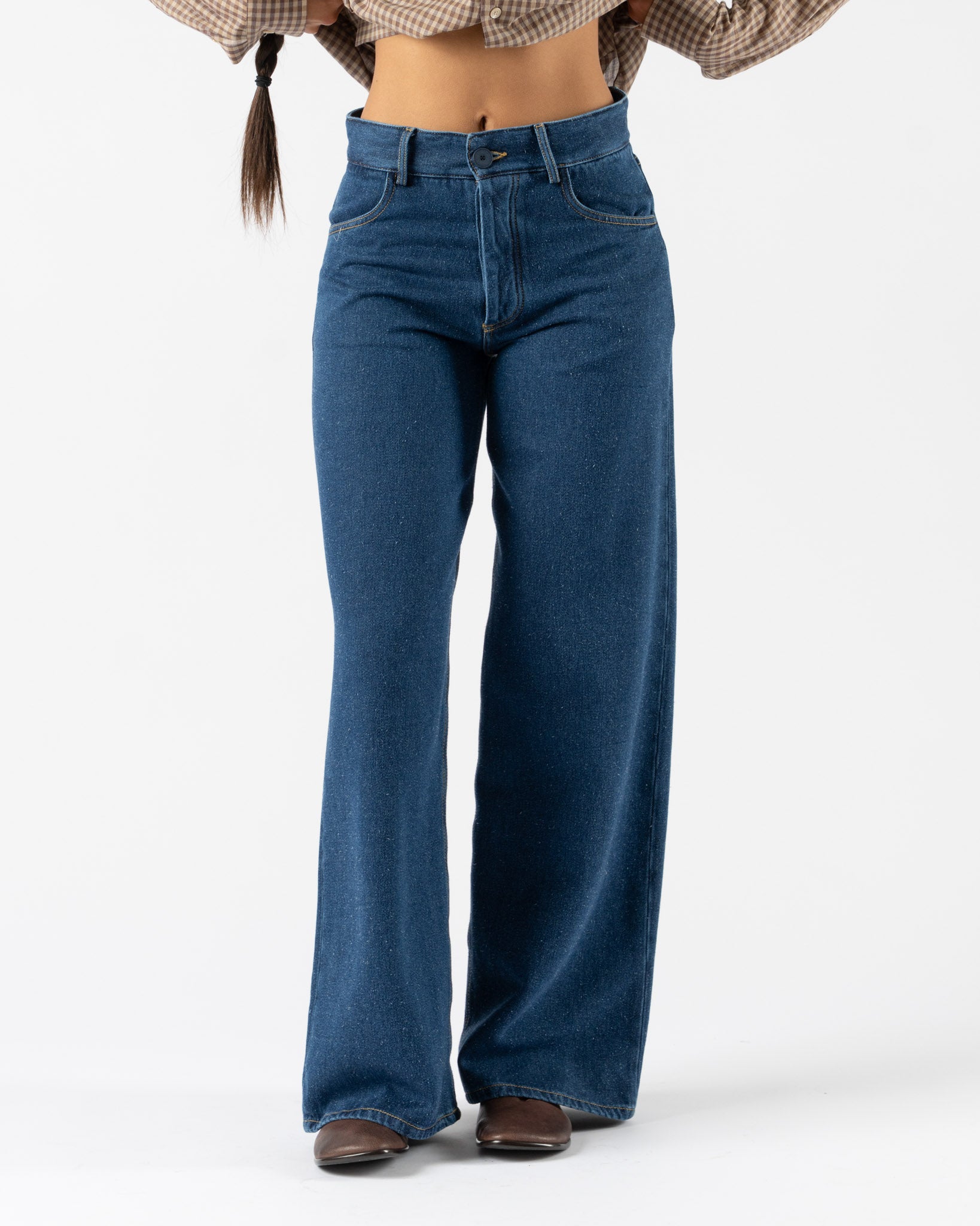 Baserange Grass Pants in Indigo Blue Wash