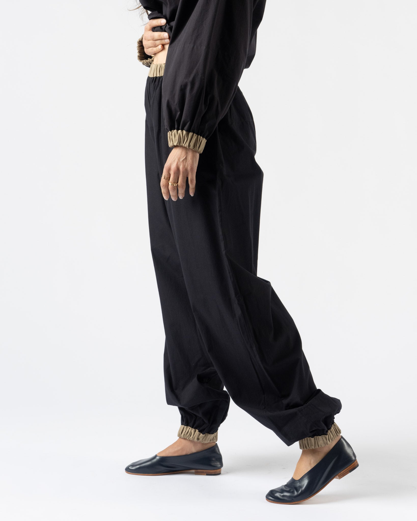 Baserange Moy Pants in Black Khaki