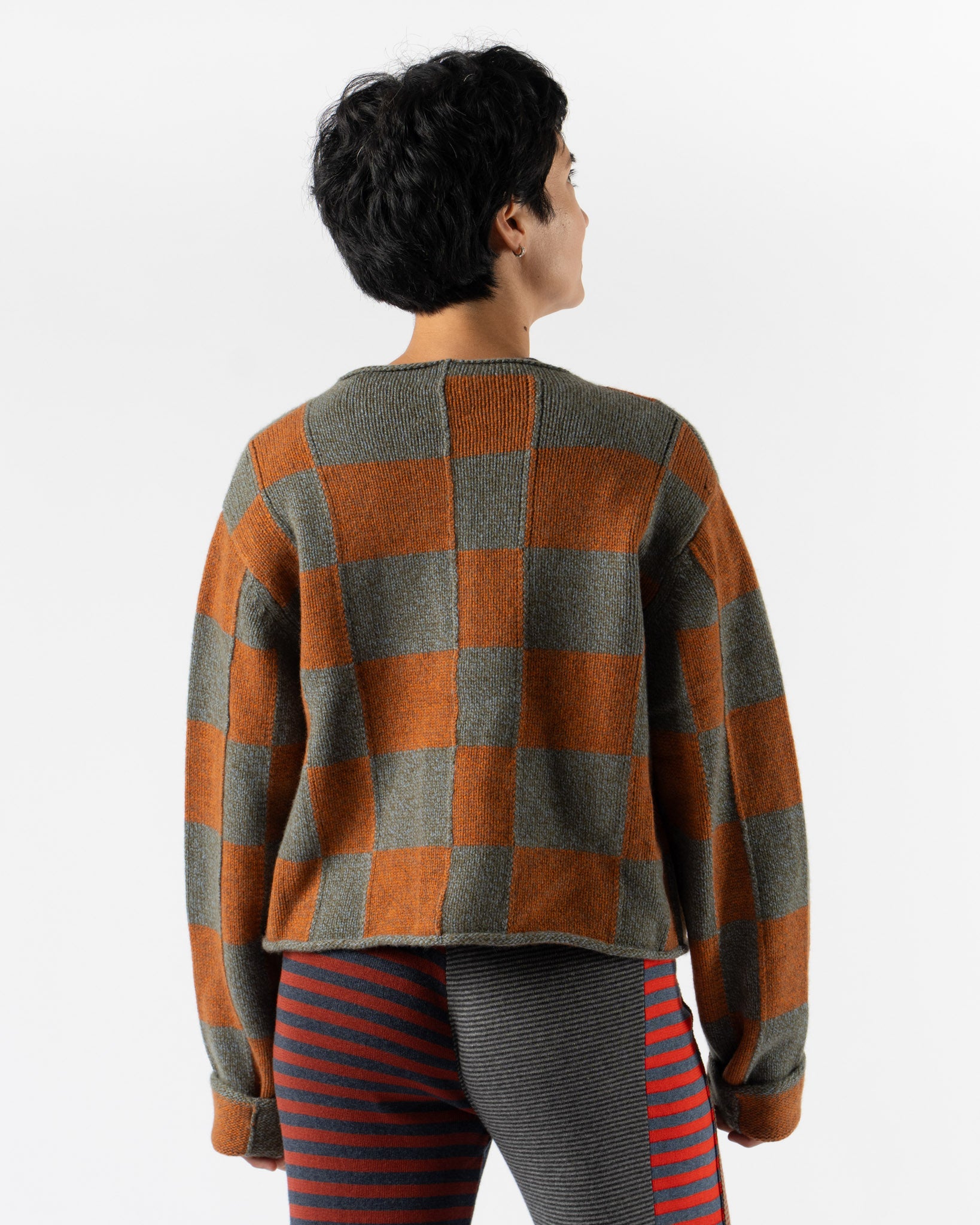YanYan Chunky Check Cardigan in Moss