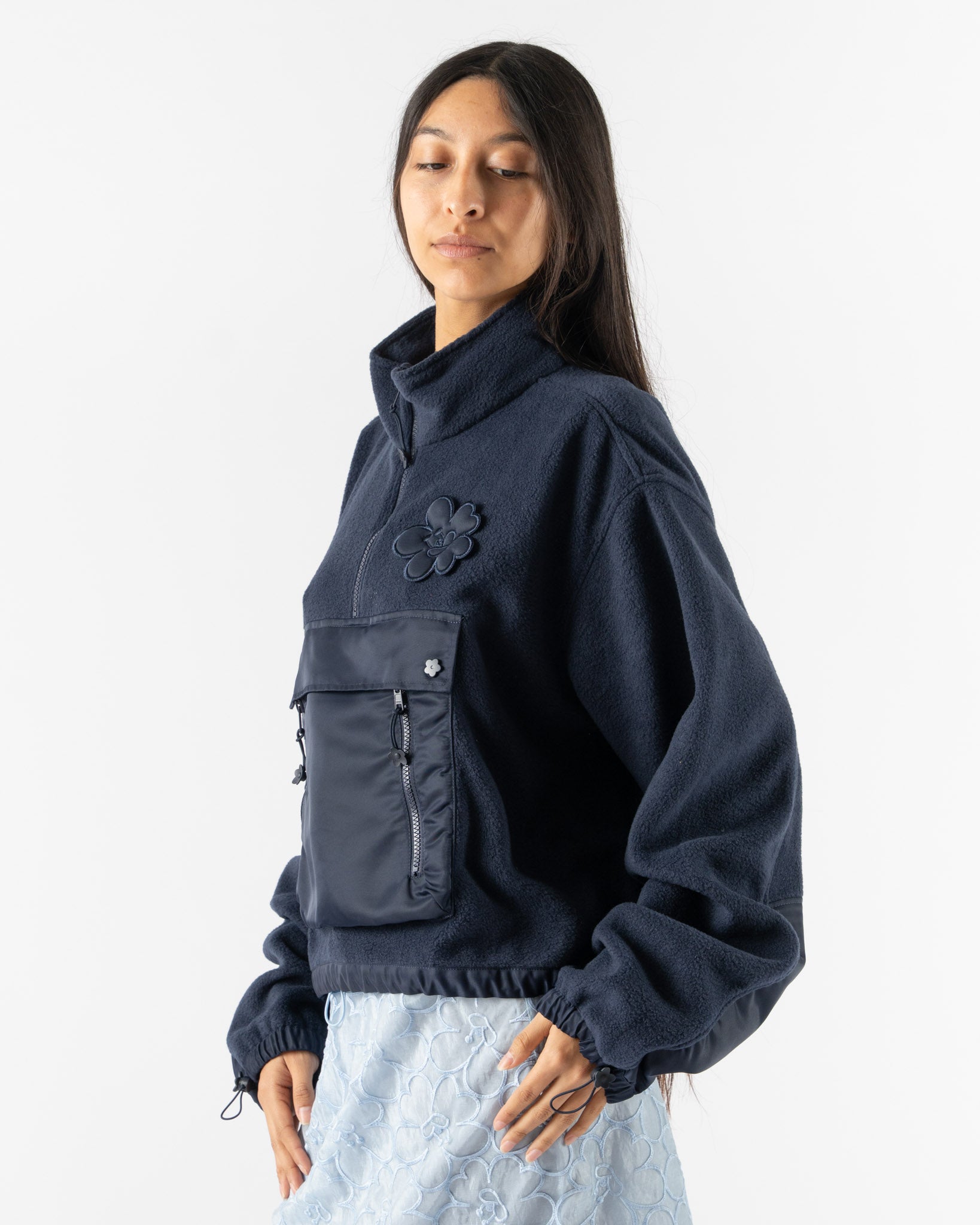 Cecilie Bahnsen Bastian Top in Navy Soft Fleece
