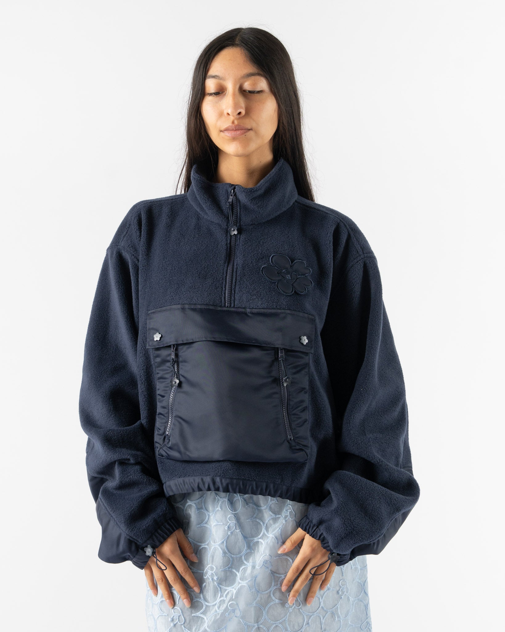 Cecilie Bahnsen Bastian Top in Navy Soft Fleece