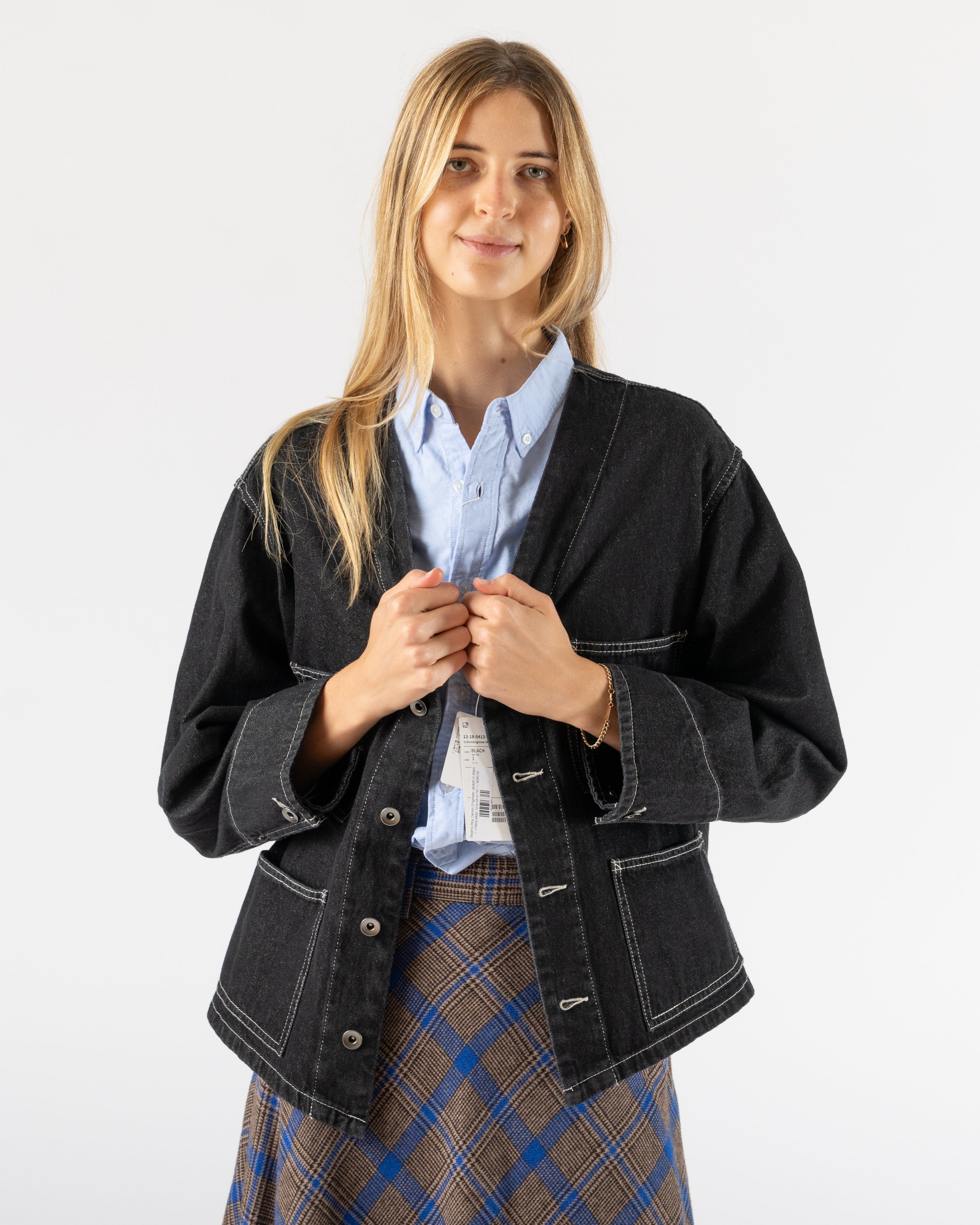 Beams Boy Denim Engineer Jacket in Black Curated at Jake and Jones