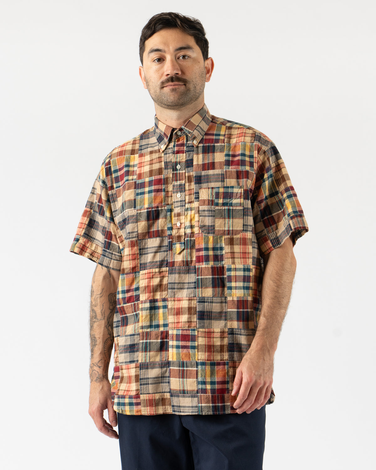 Beams Plus B.D. Pullover Classic-fit Patchwork Madras in Beige 